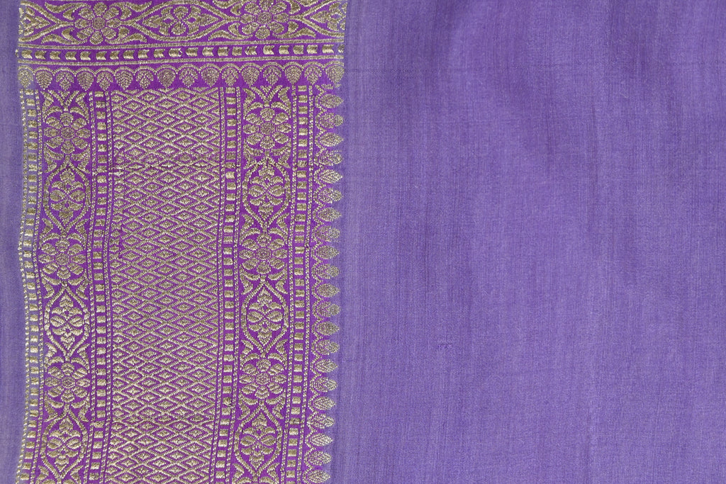 Purple Pure Moonga Silk Banarasi Saree