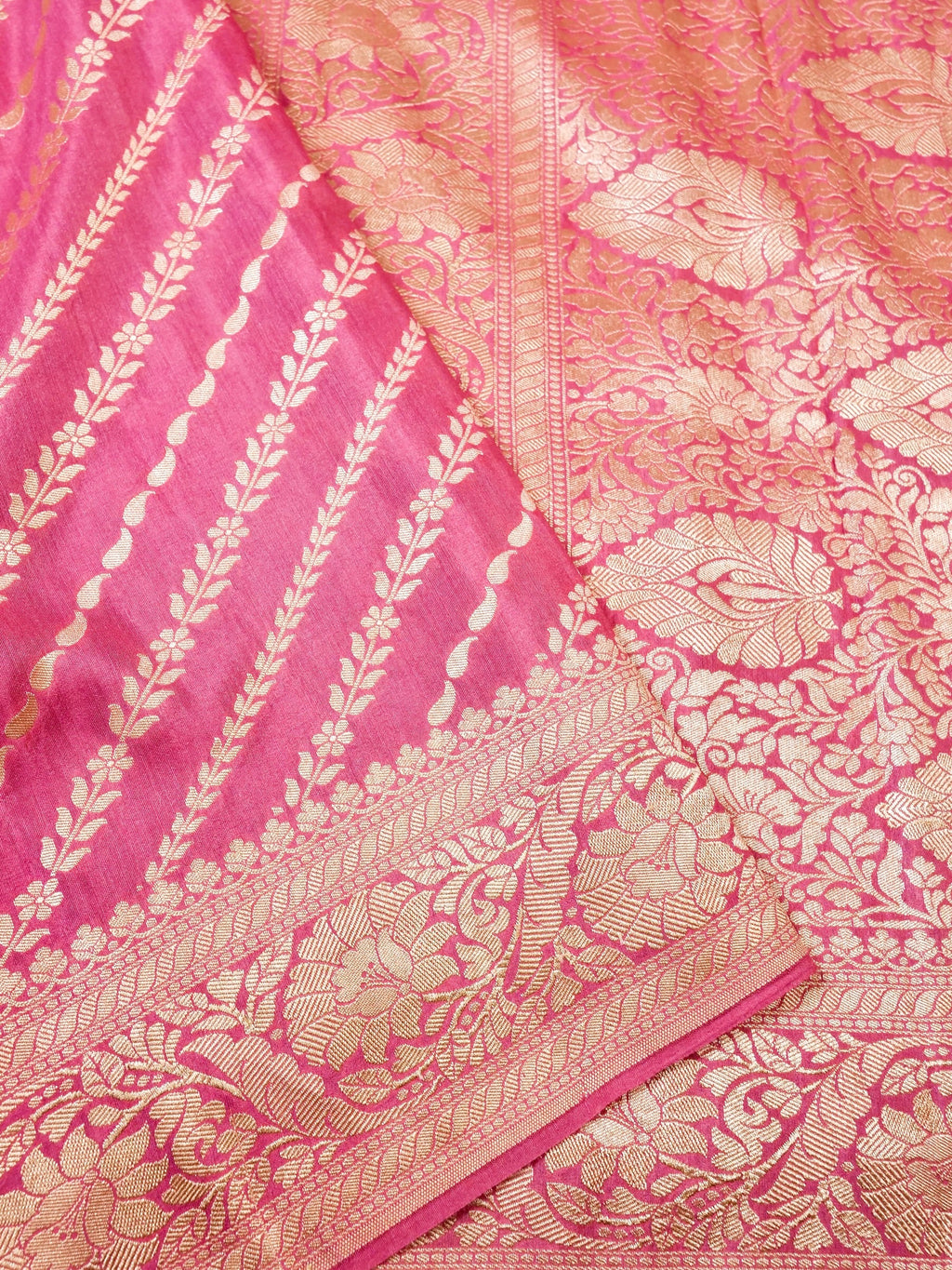 Handwoven Pink Banarasi Khaddi Silk Saree