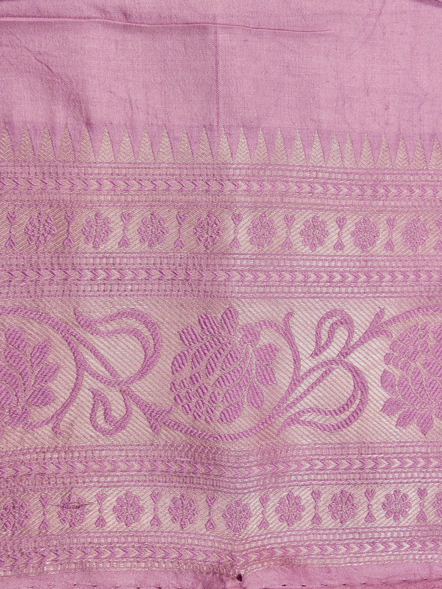 Handwoven Lavender Banarasi Katan Soft Tissue Silk Saree