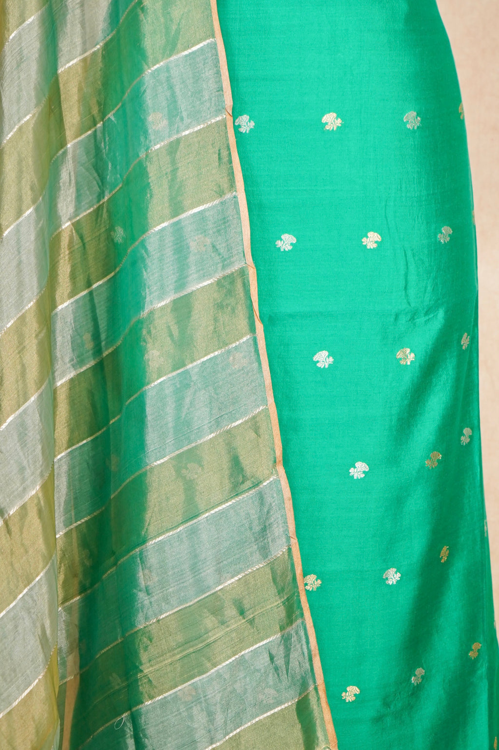 Handwoven Pista Green Banarasi Chiniya Silk Suit