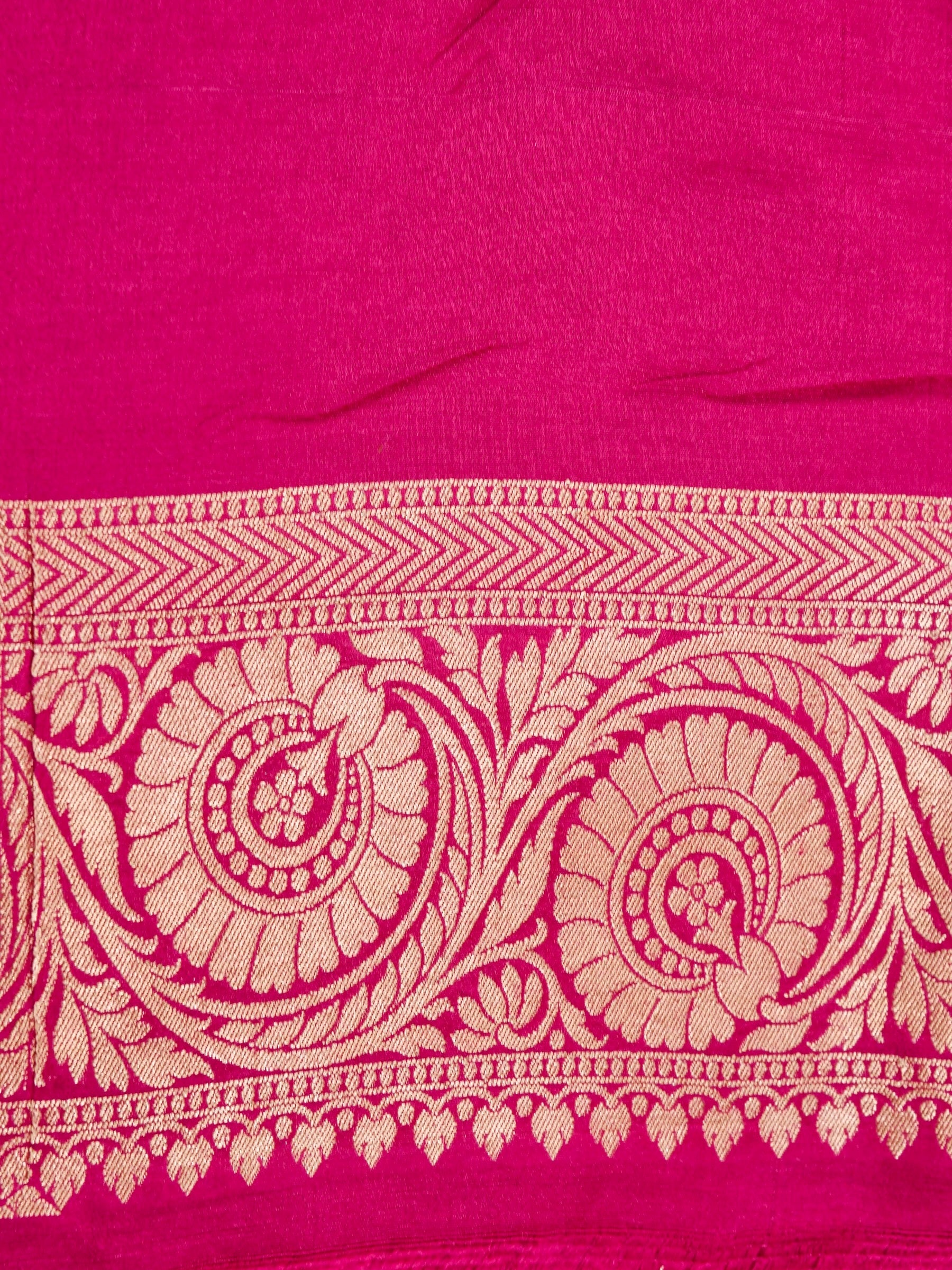 Handwoven Hot Pink Banarasi Monga Silk Saree