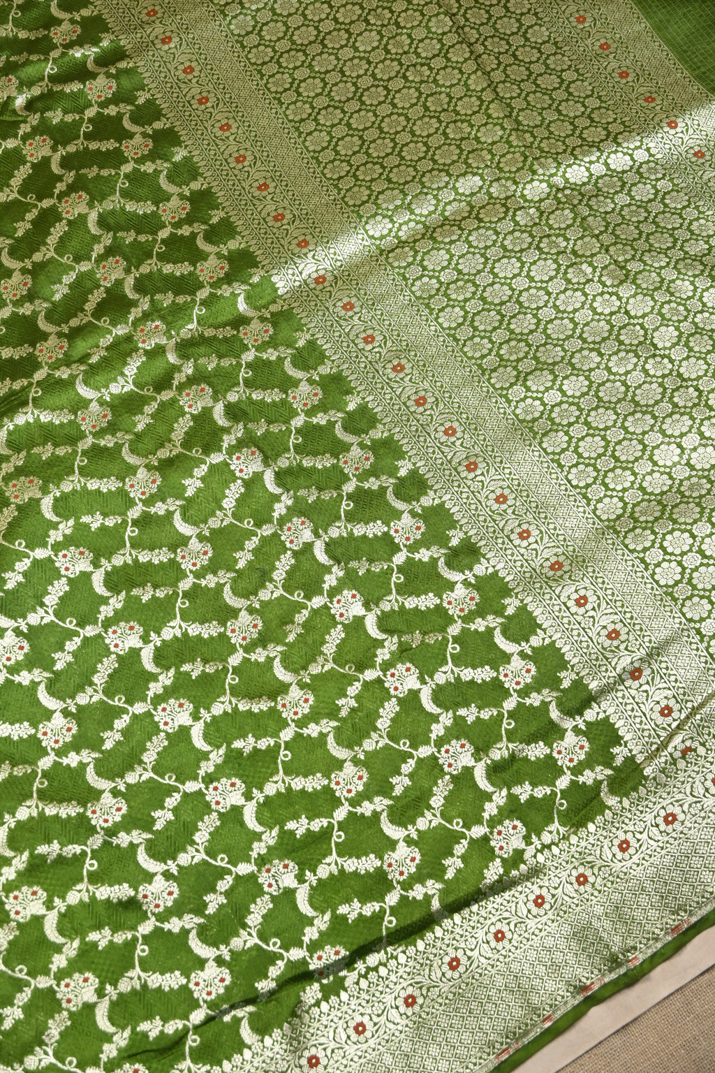 Mahanadi Green Pure Banarasi Katan Silk Saree