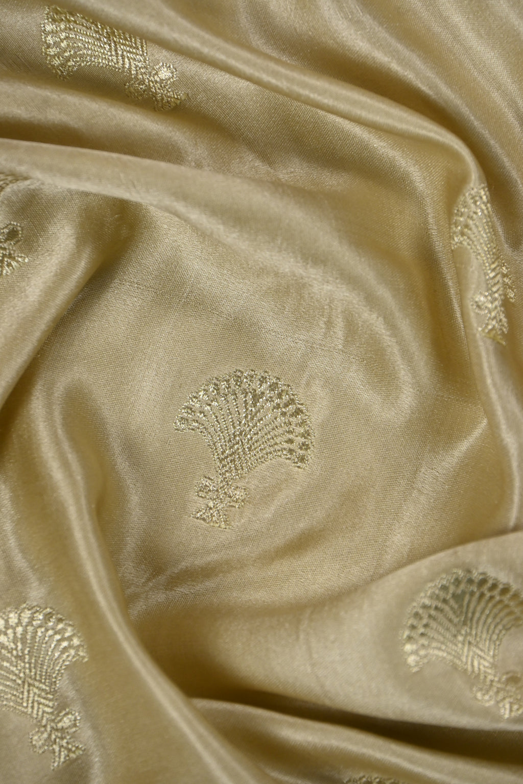 Dusty Beige Pure Banarasi Satin Mashru Silk Saree