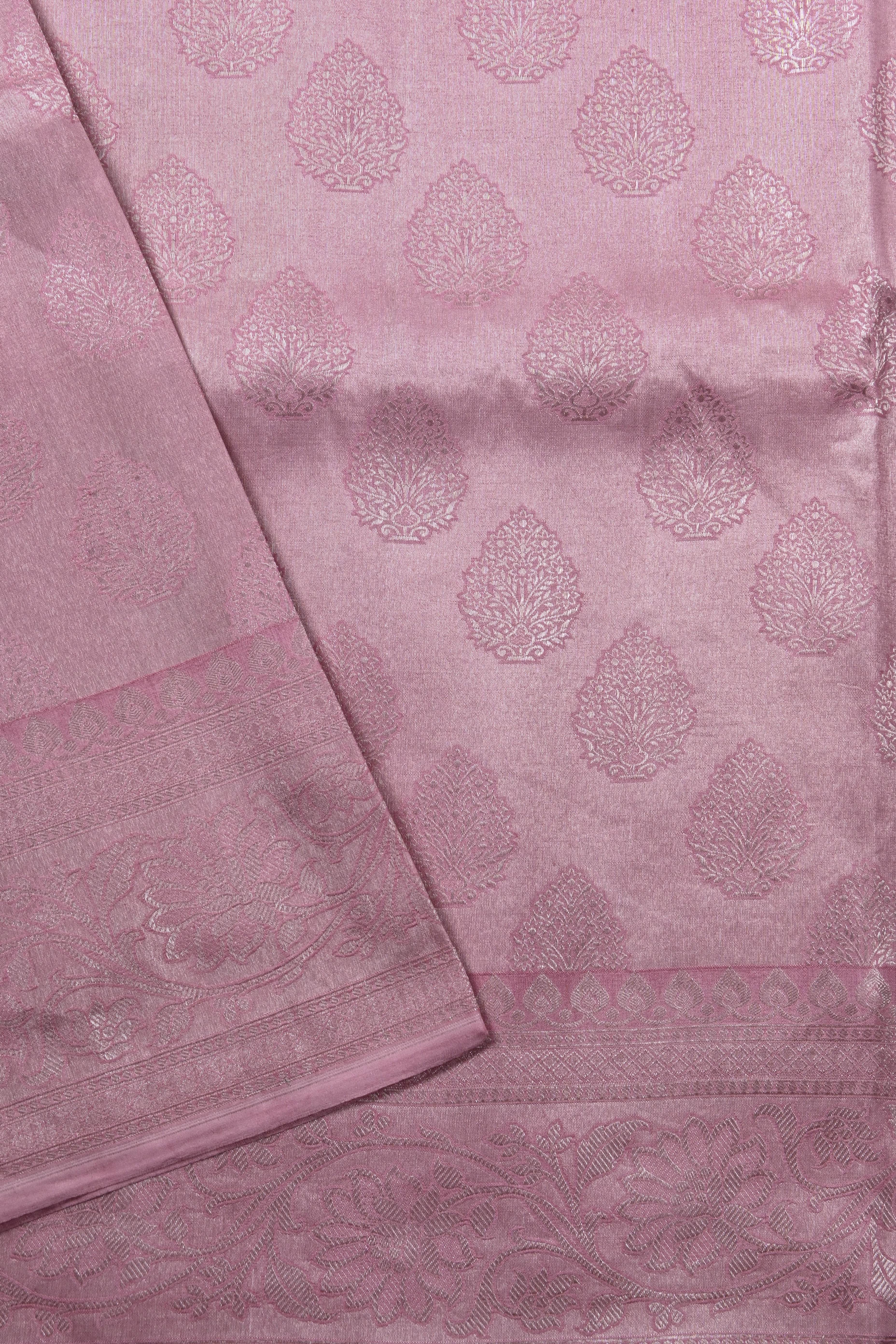 Pink Pure Banarasi Katan Tissue Silk Saree