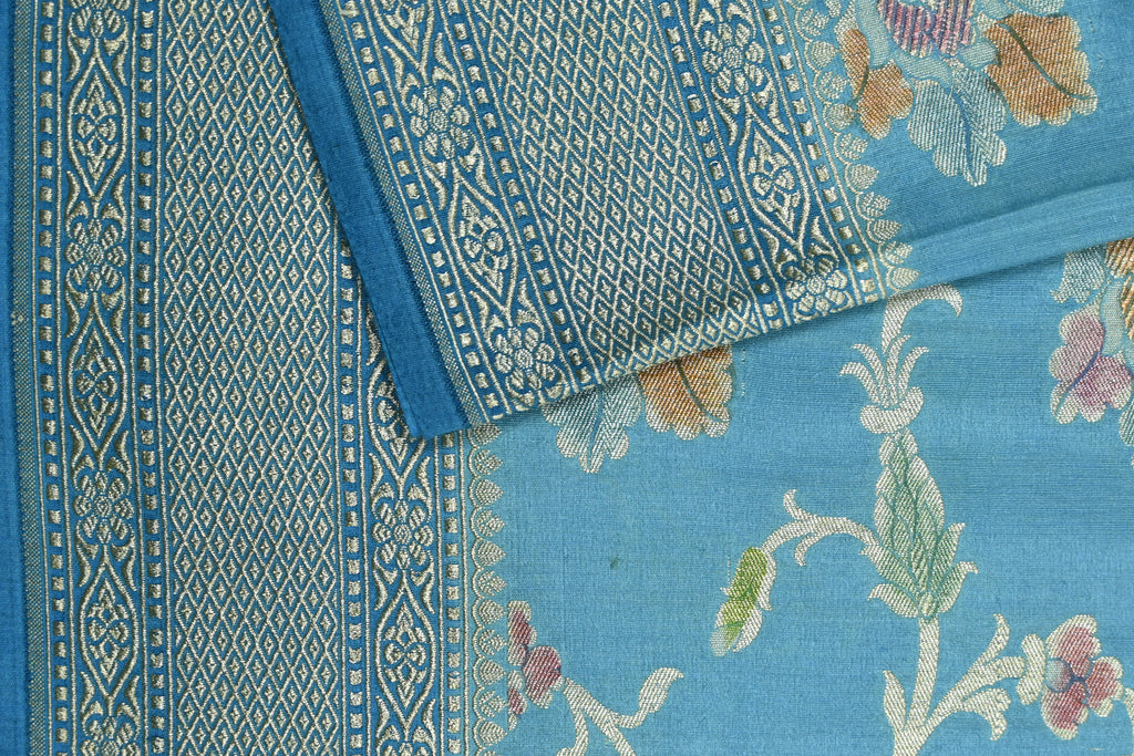Blue Pure Moonga Silk Banarasi Saree