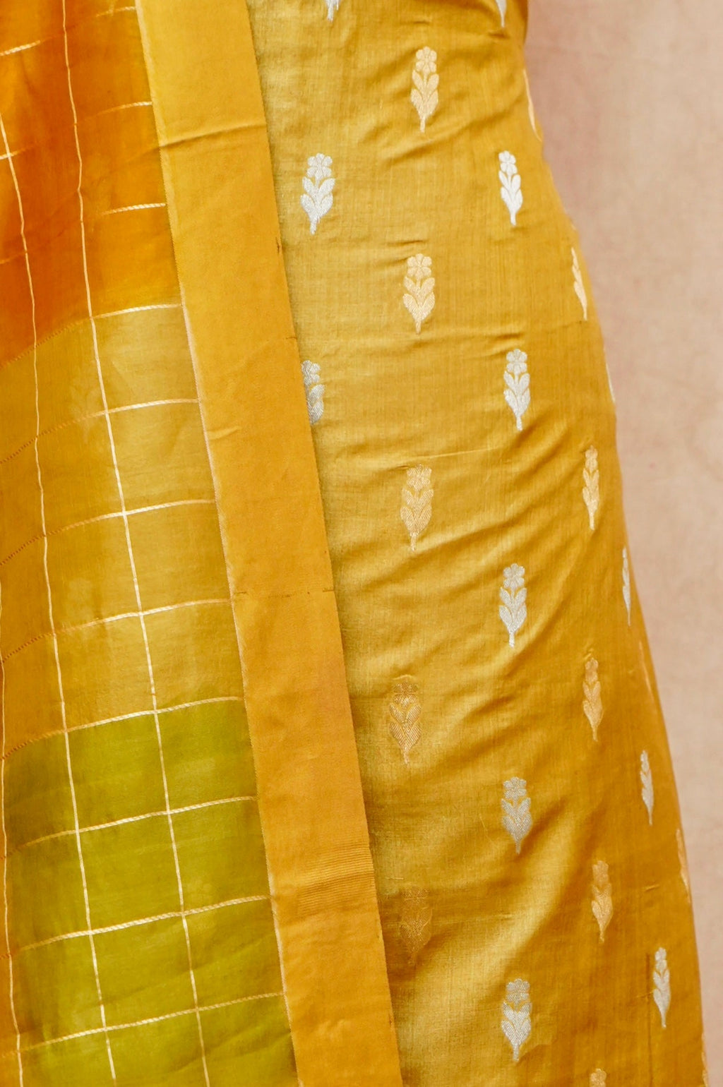 Handwoven Yellow Banarasi Tussar Silk Suit