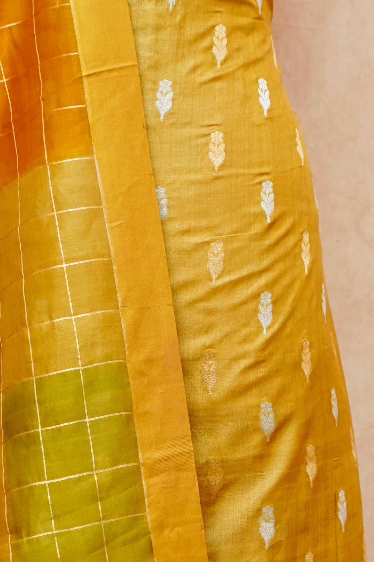 Handwoven Yellow Banarasi Tussar Silk Suit