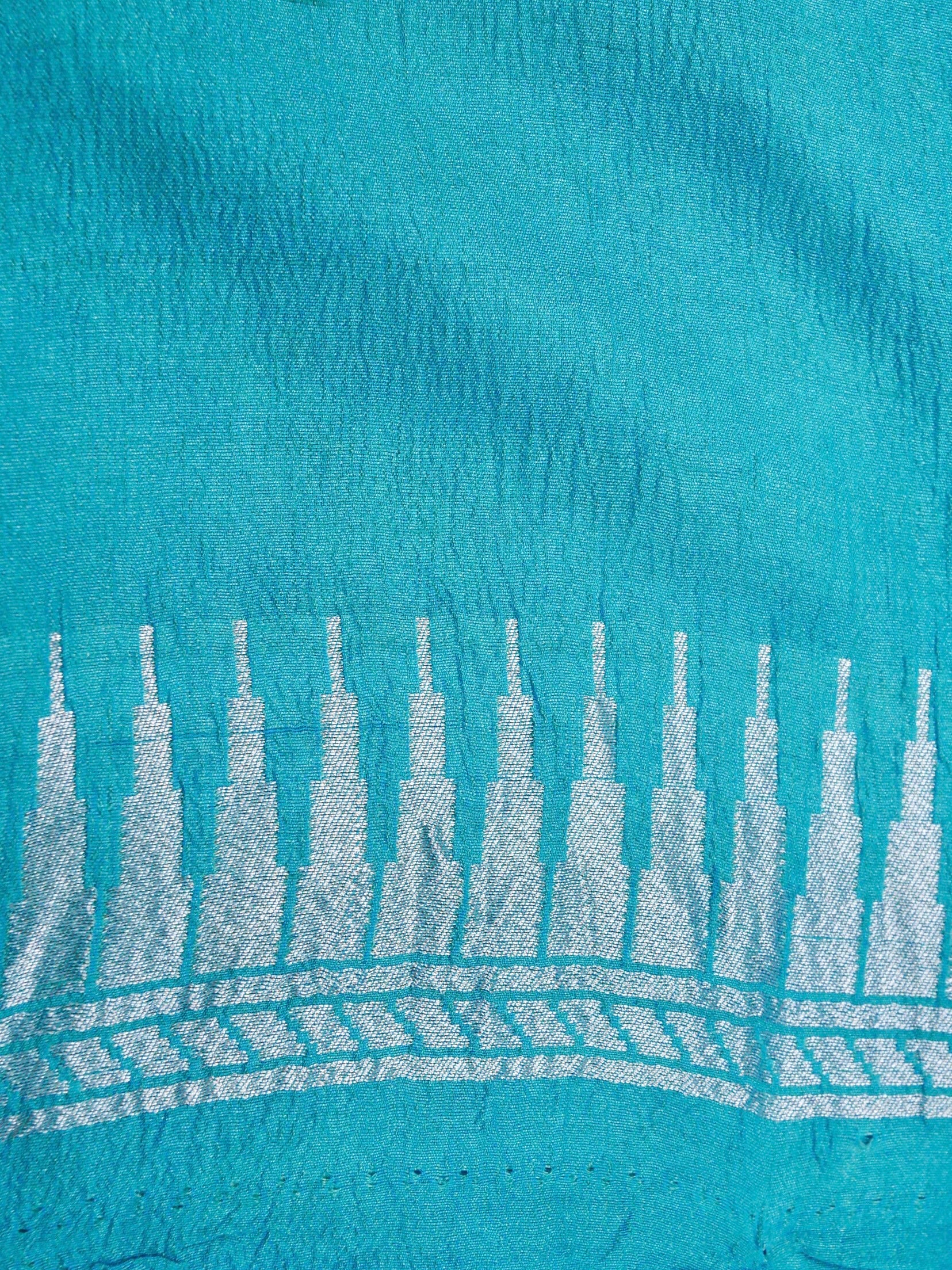 Handwoven Blue Banarasi Tussar Silk Saree