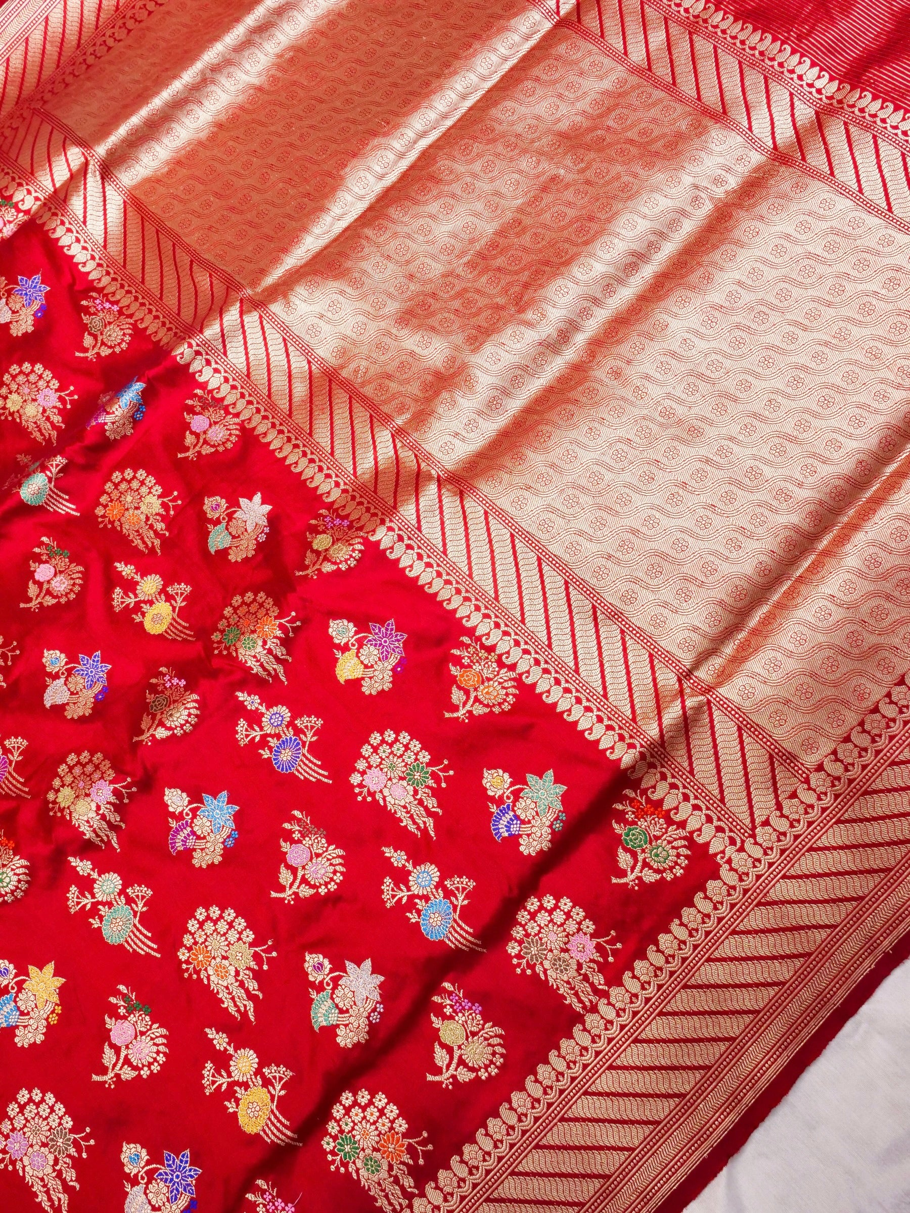 Handwoven Red Banarasi Katan Silk Saree