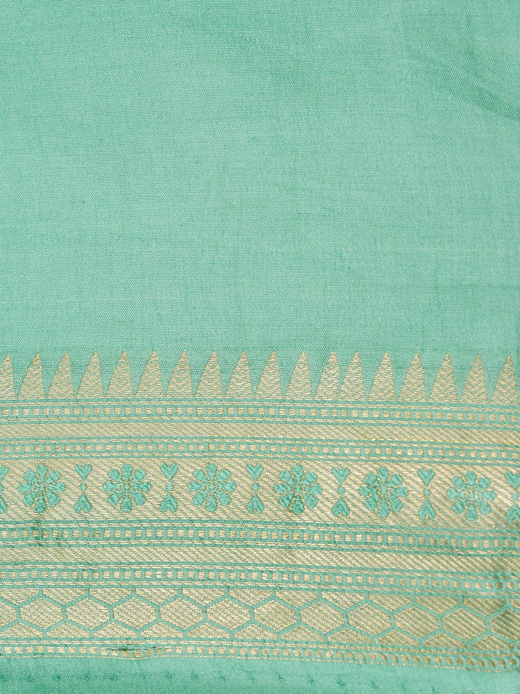 Handwoven Sea Green Banarasi Katan Soft Tissue Silk Saree