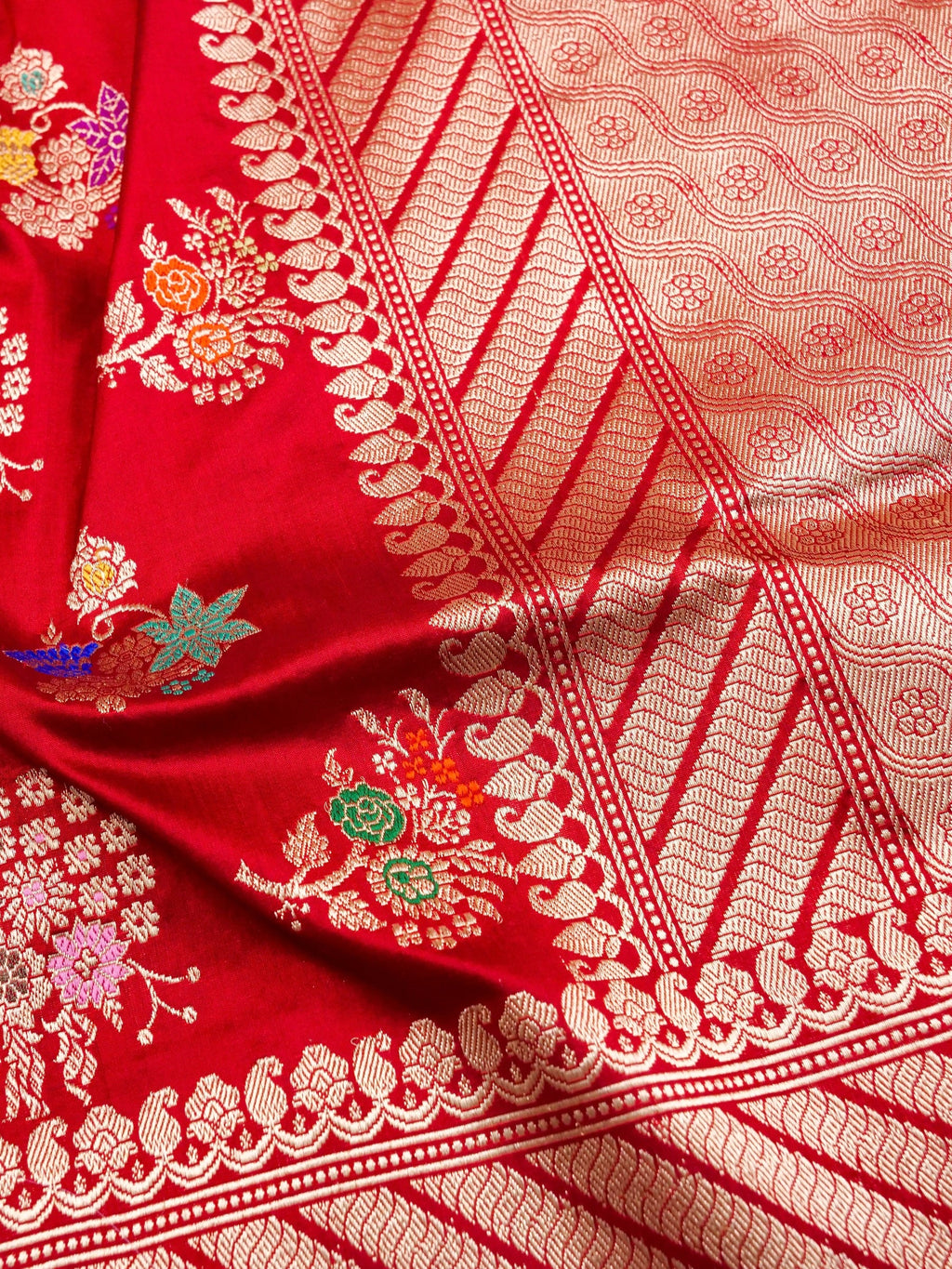 Handwoven Red Banarasi Katan Silk Saree