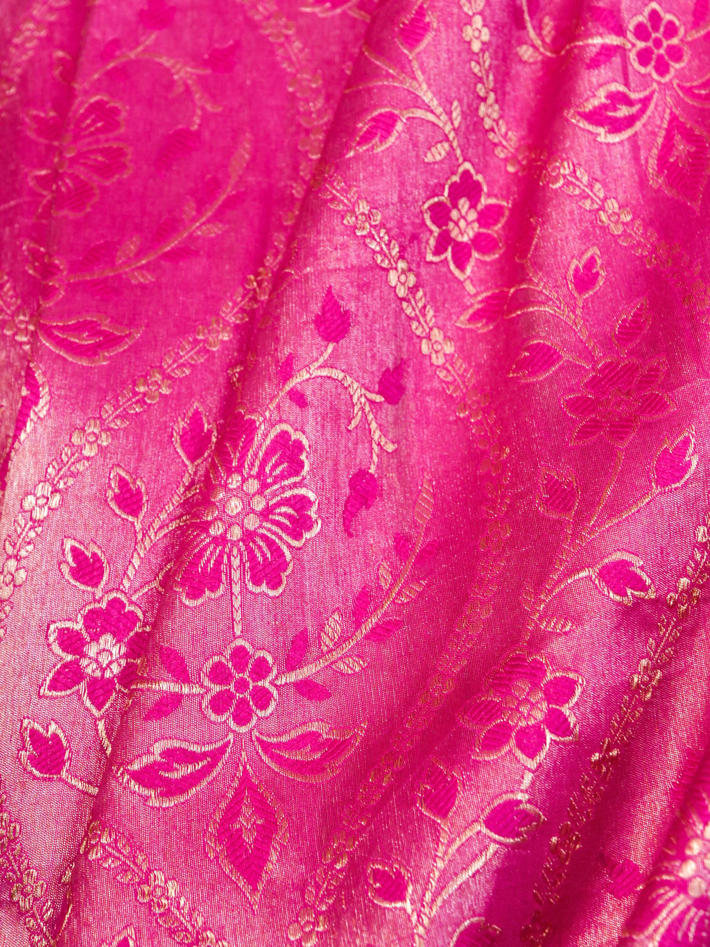 Handwoven Pink Banarasi Katan Soft Tissue Silk Saree