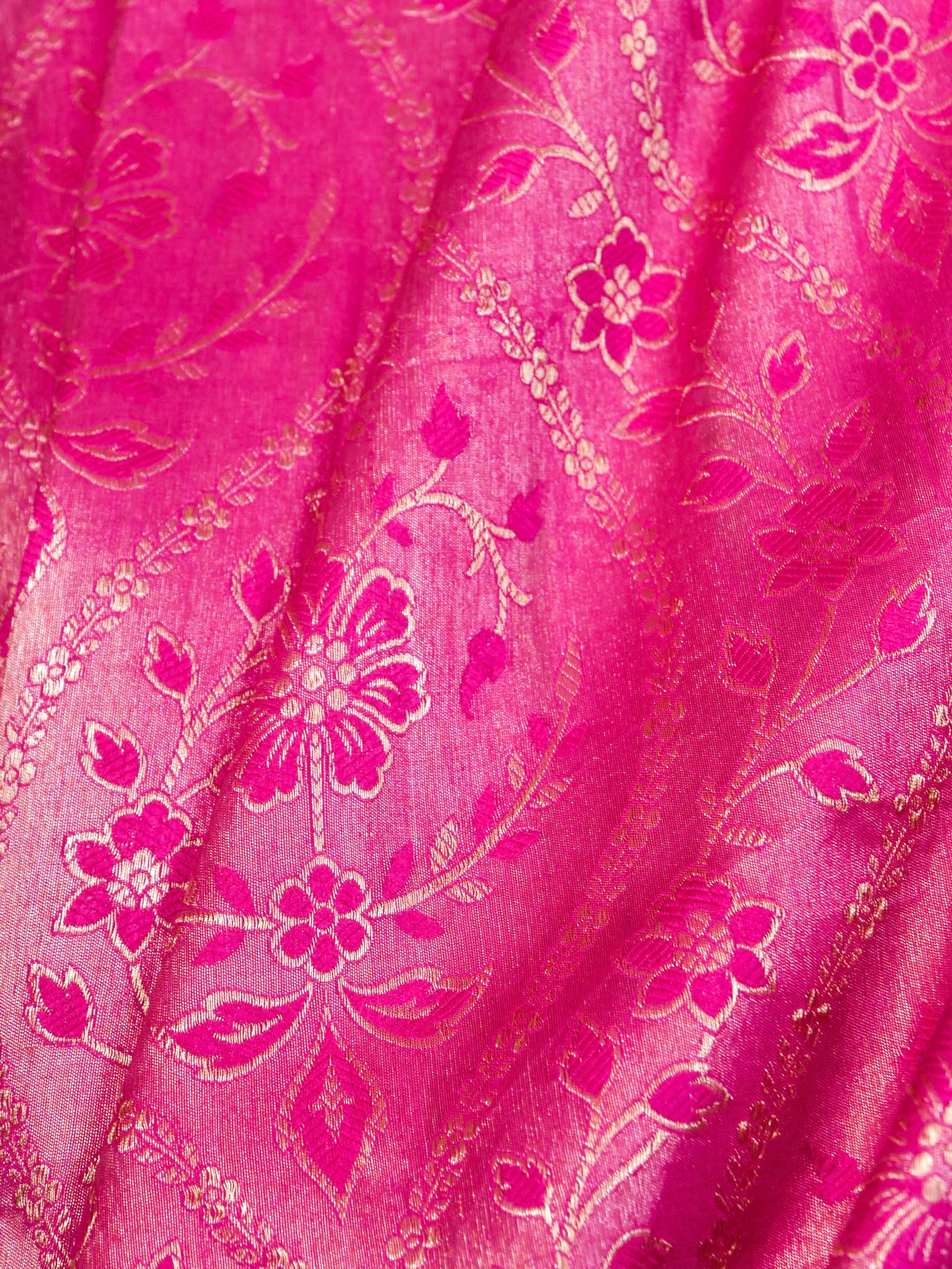 Handwoven Pink Banarasi Katan Soft Tissue Silk Saree