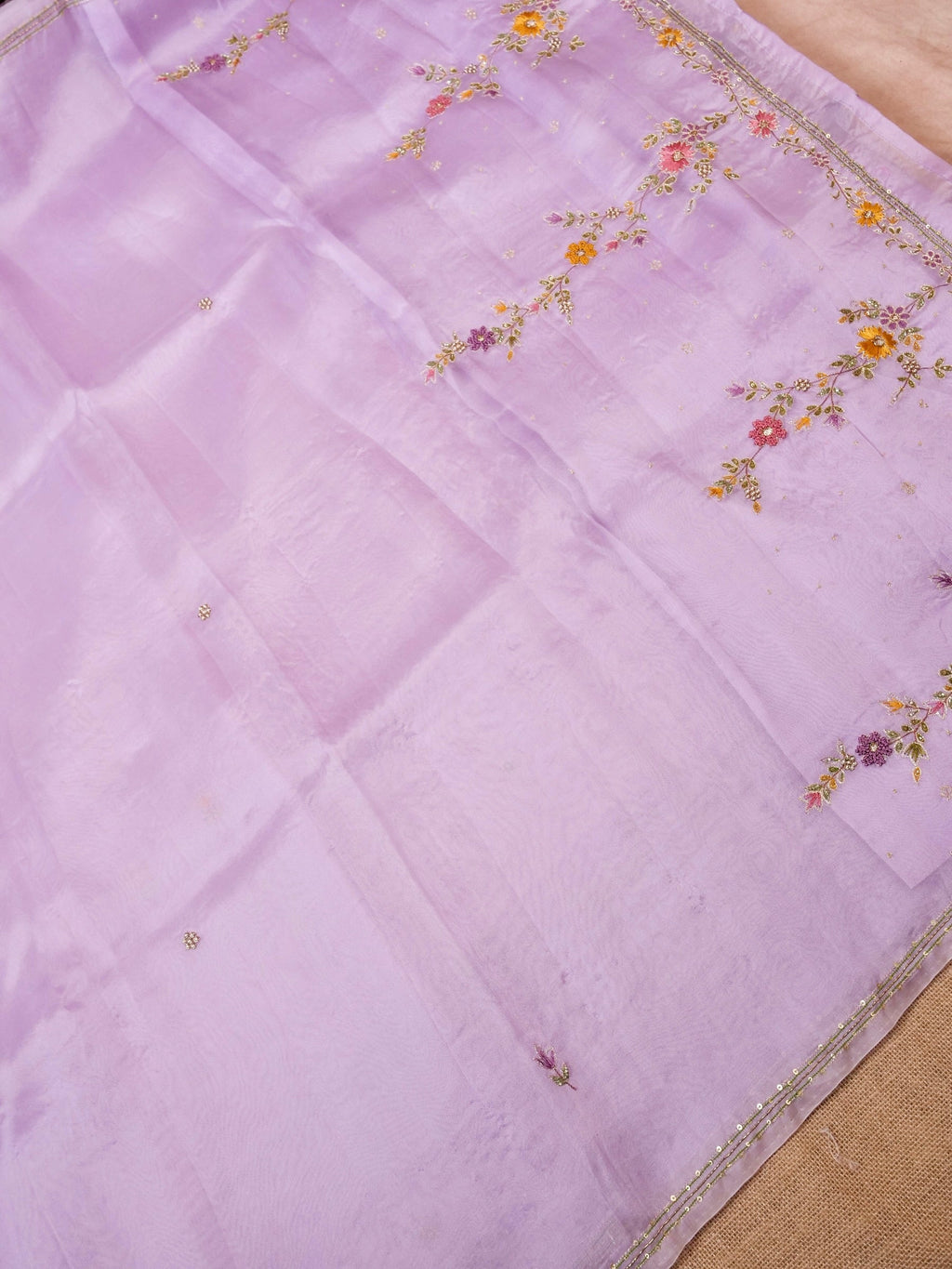 Handwoven Lavender Banarasi Organza Silk Saree