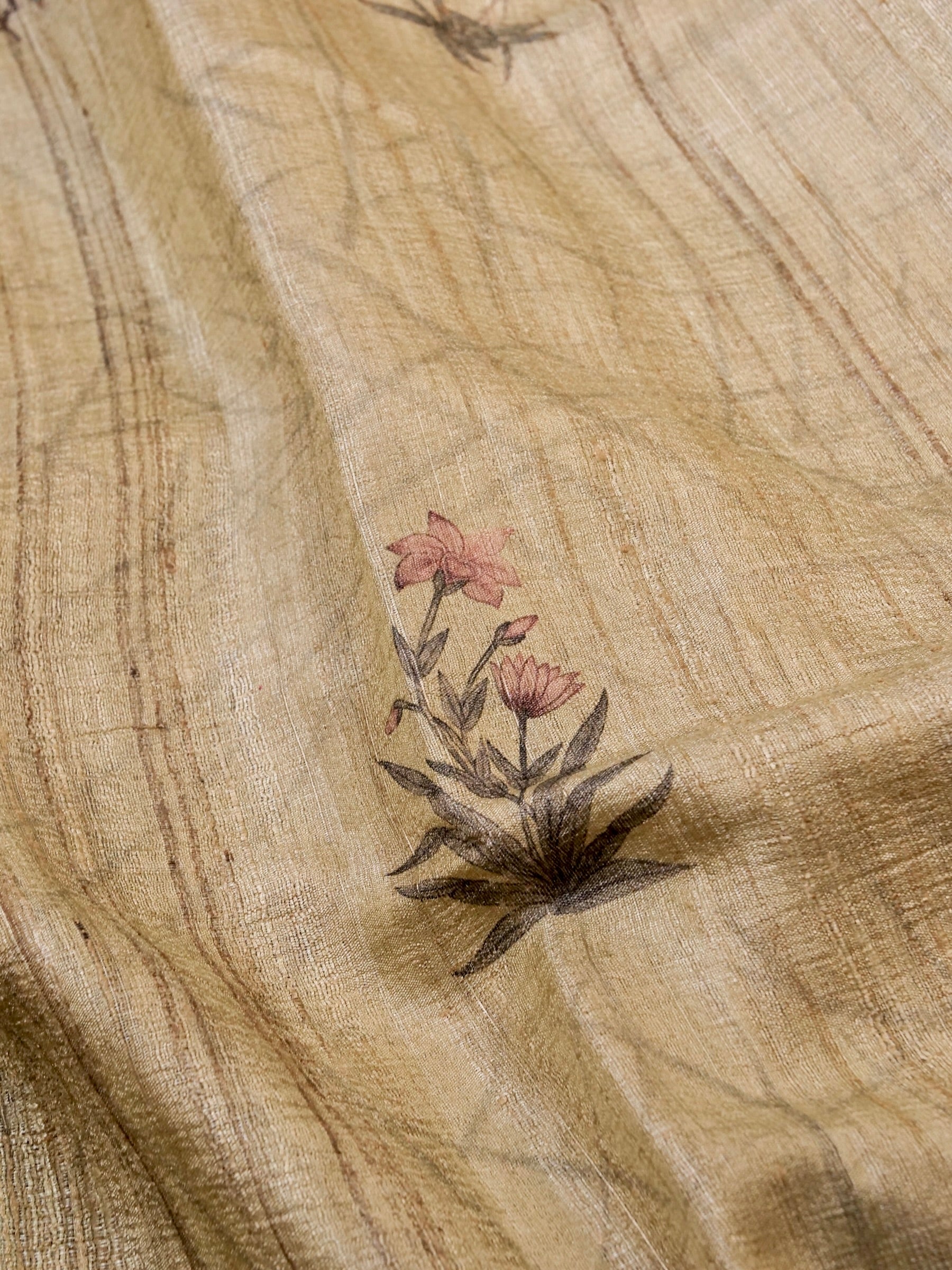 Handwoven Light Brown Banarasi Tussar Silk Saree