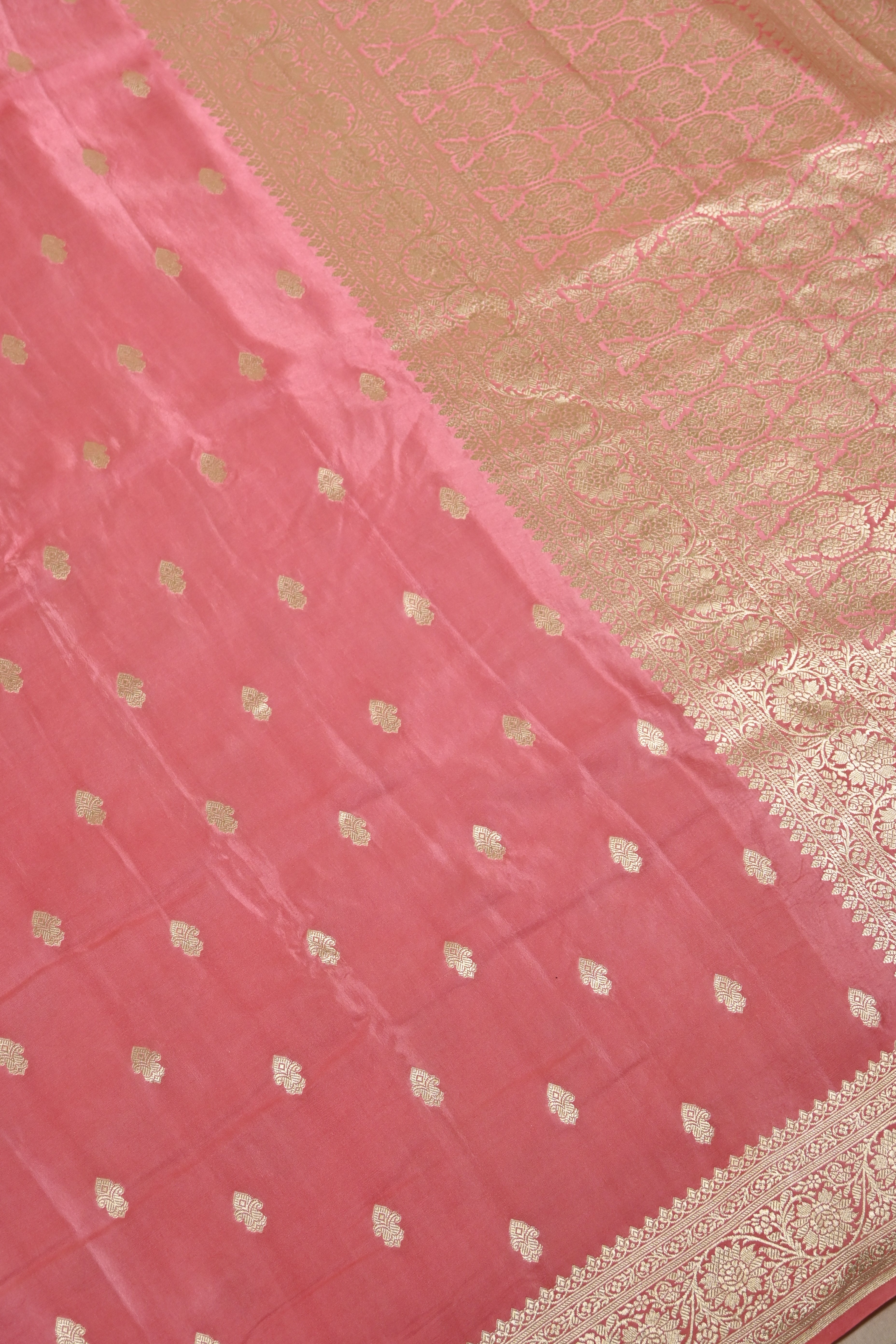 Pink Pure Banarasi Satin Mashru Silk Saree