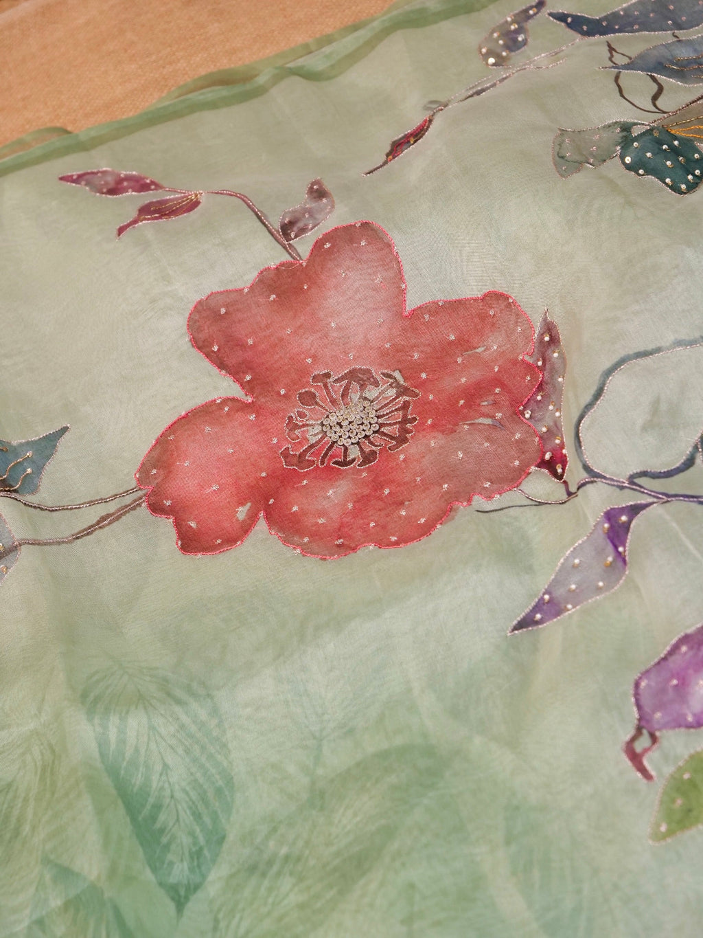 Handwoven Pastel Green Banarasi Organza Silk Saree