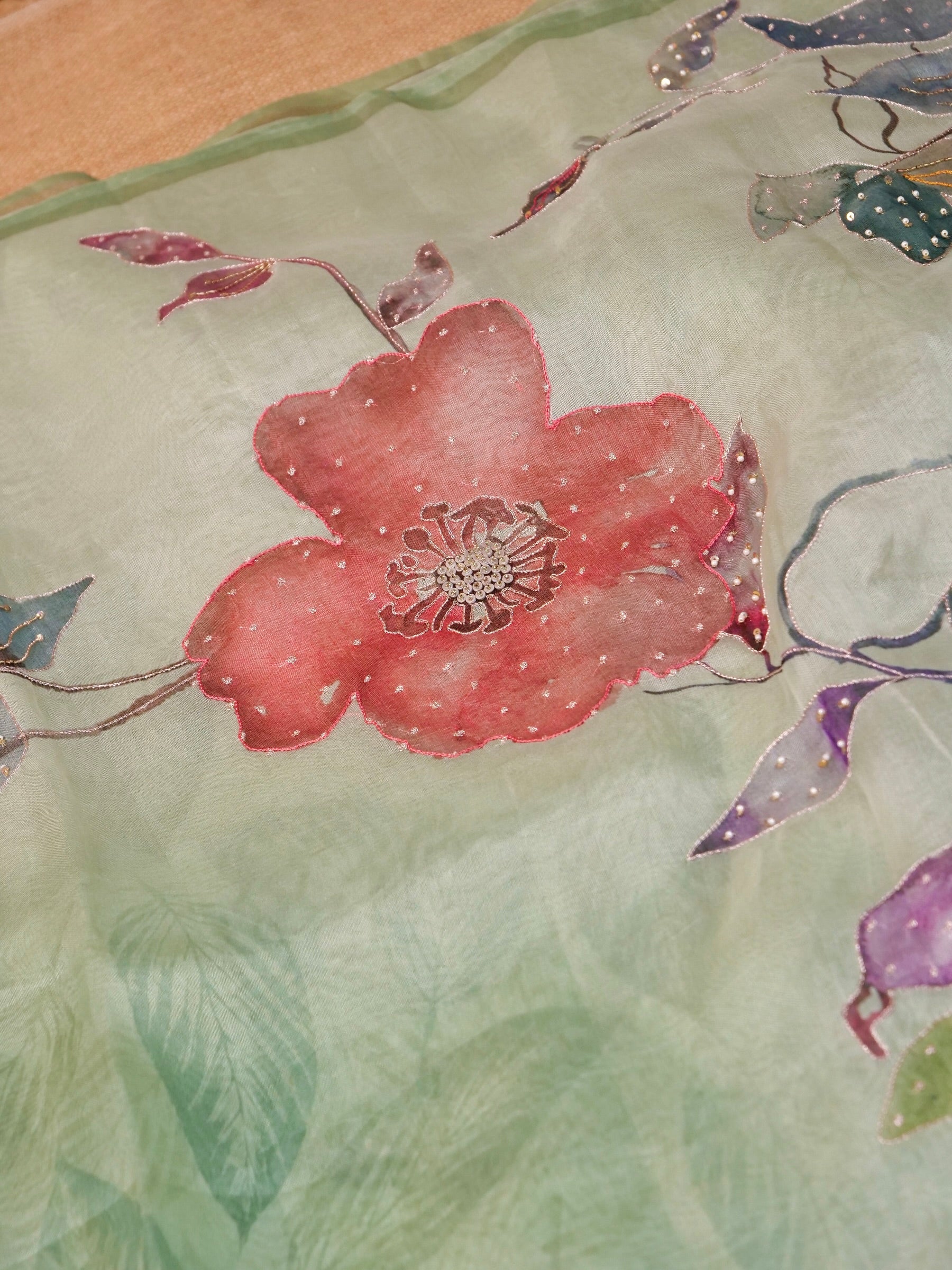 Handwoven Pastel Green Banarasi Organza Silk Saree