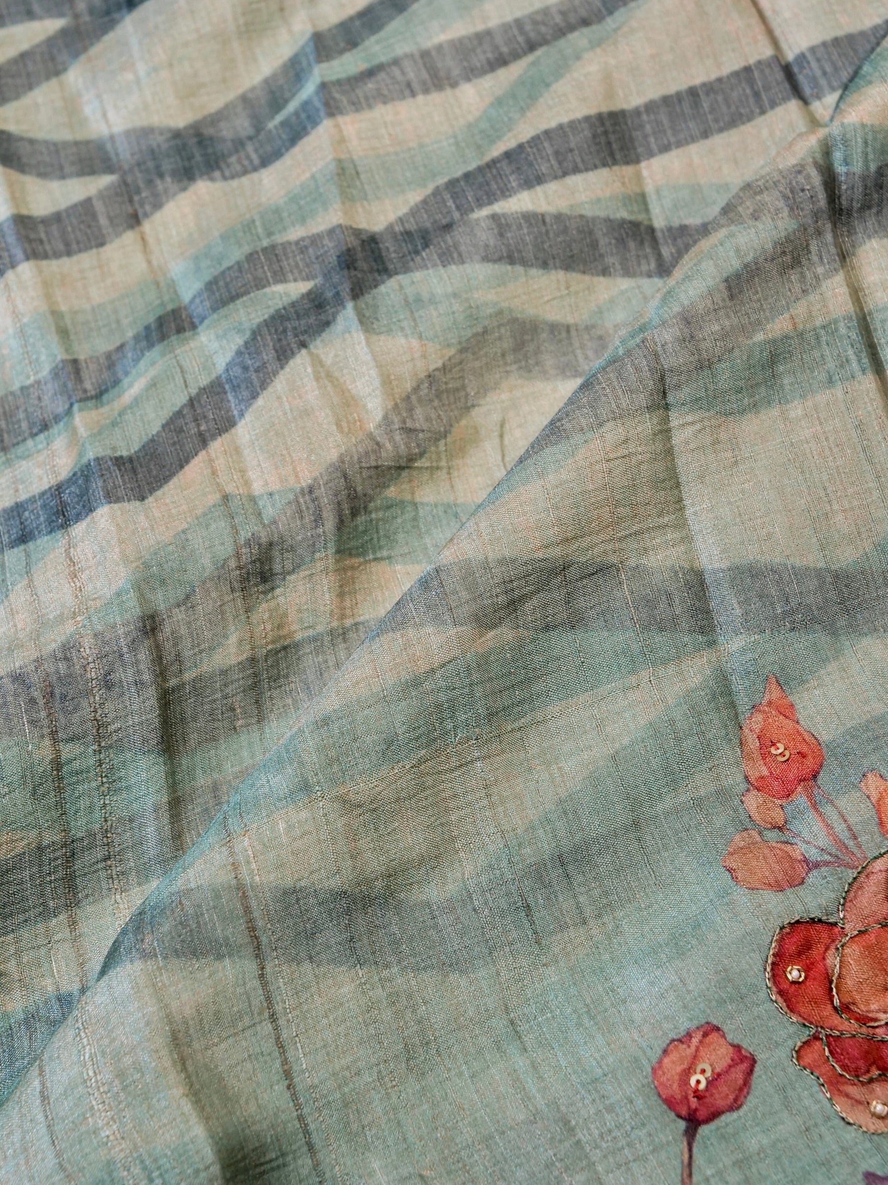 Handwoven Sea Green Banarasi Organza Silk Saree