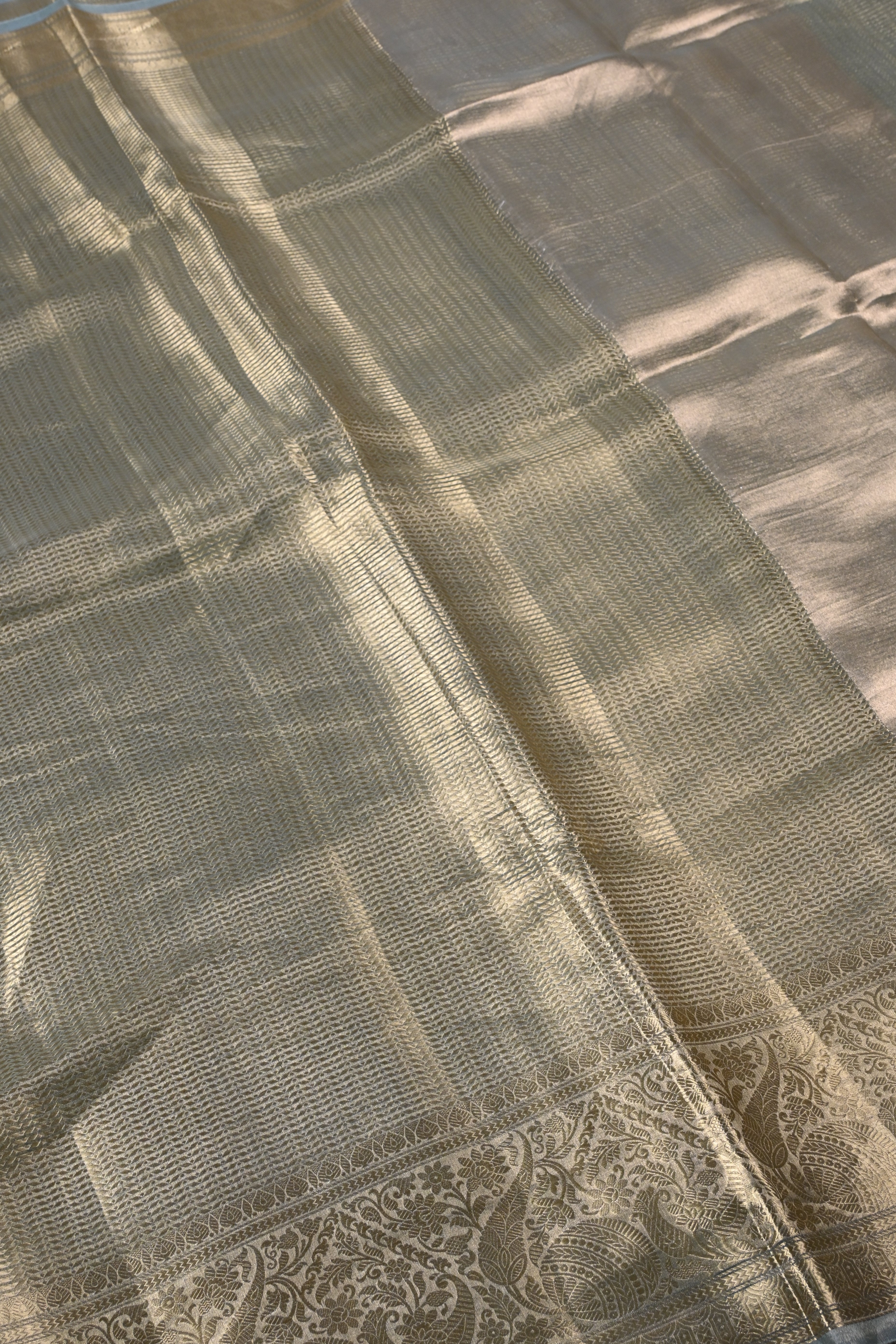 Baby Sea Green Pure Banarasi Molten Tissue Silk Saree