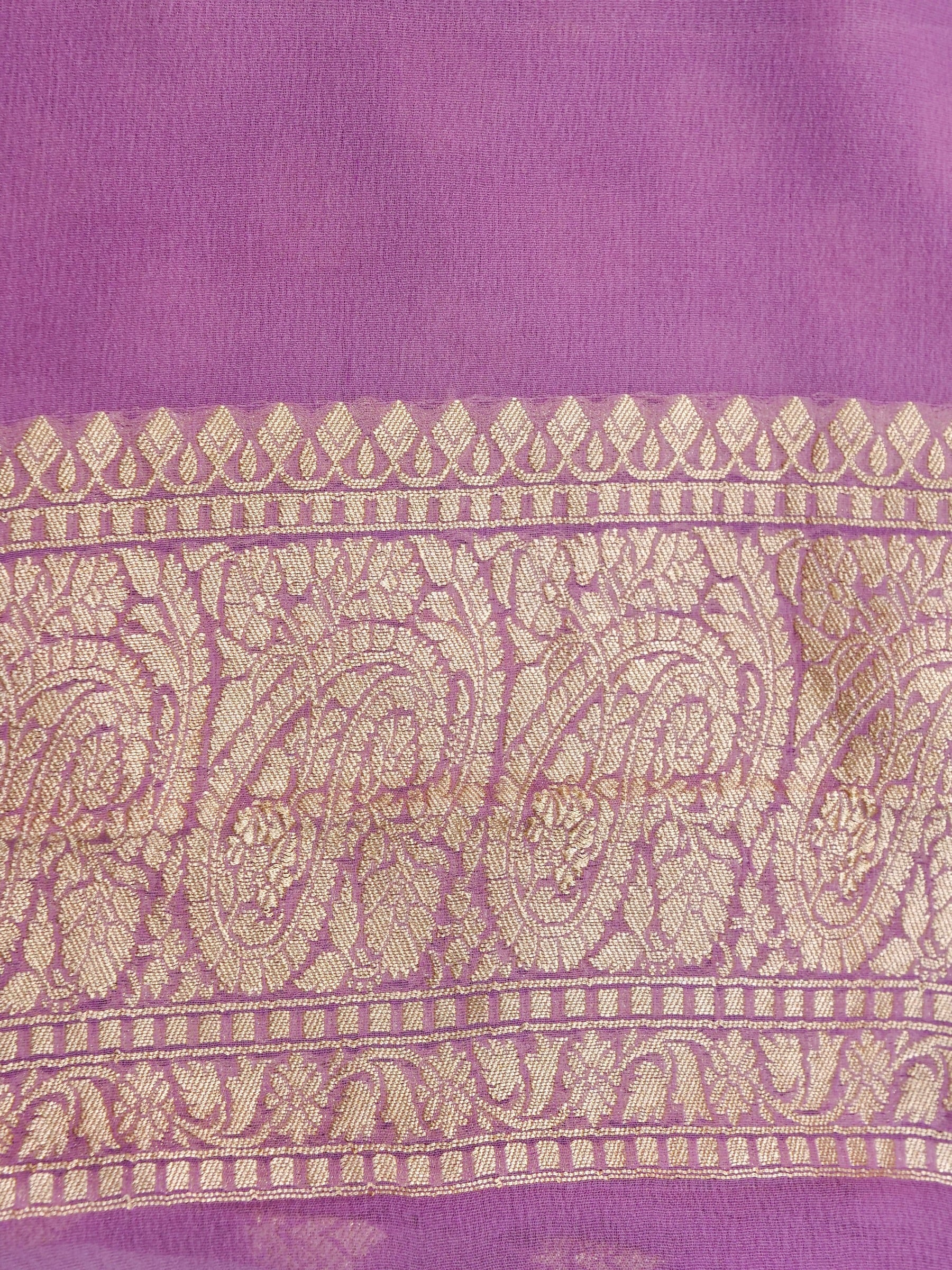 Handwoven Lavender Banarasi Khaddi Silk Saree