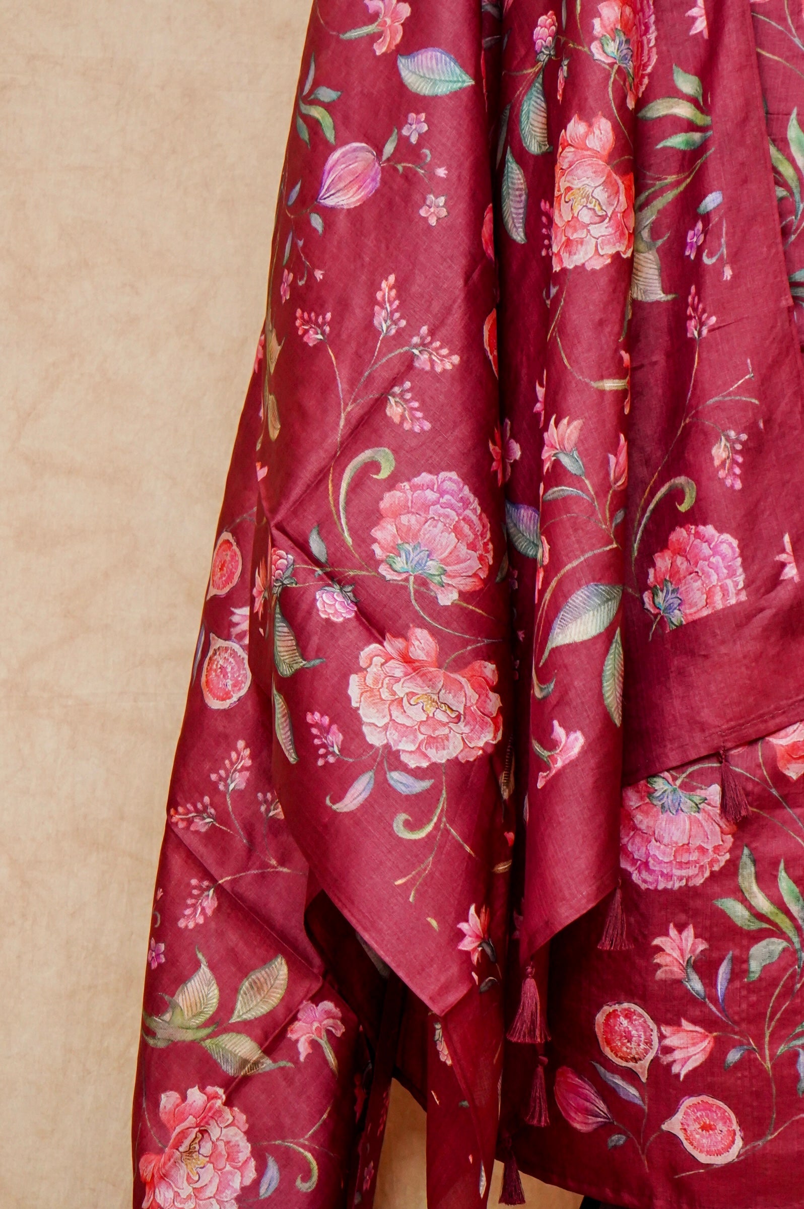 Handwoven Maroon Banarasi Tussar Silk Suit