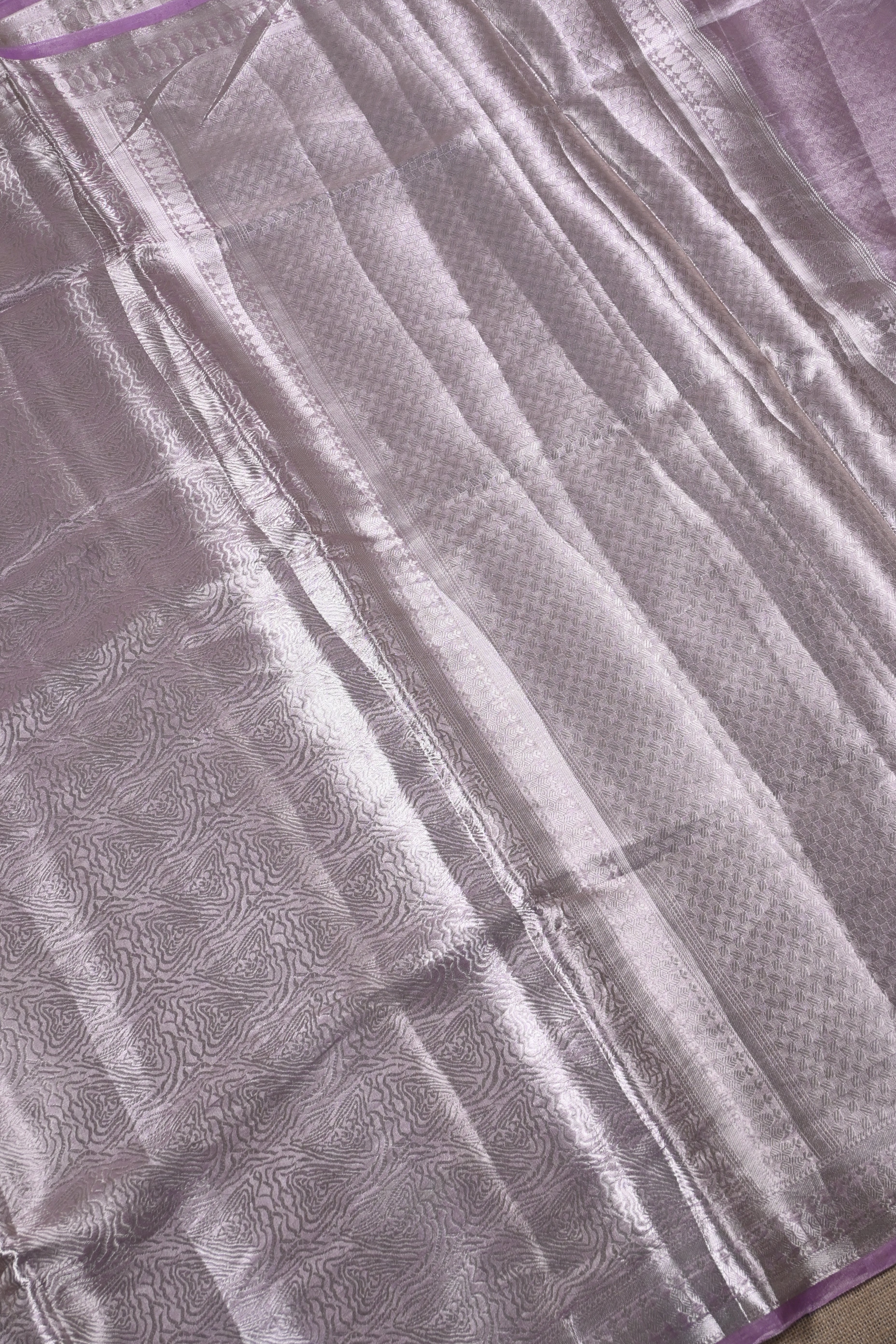 Baby Lilac Pure Banarasi Molten Tissue Silk Saree