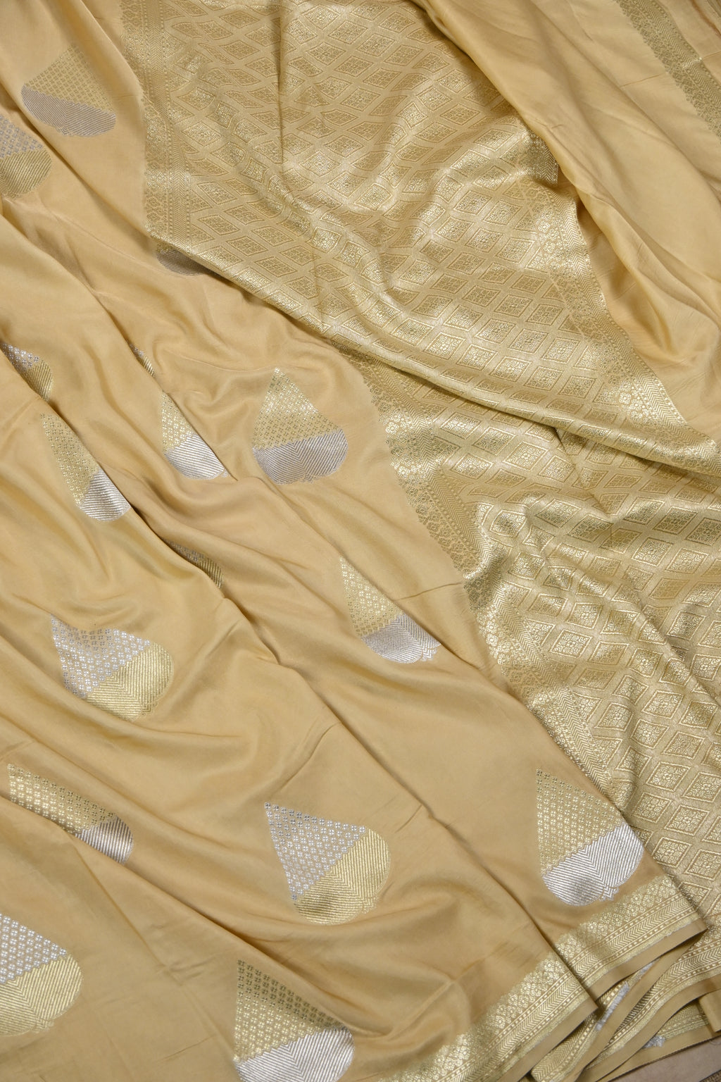 Baby Mustard Pure Banarasi Satin Mashru Silk Saree