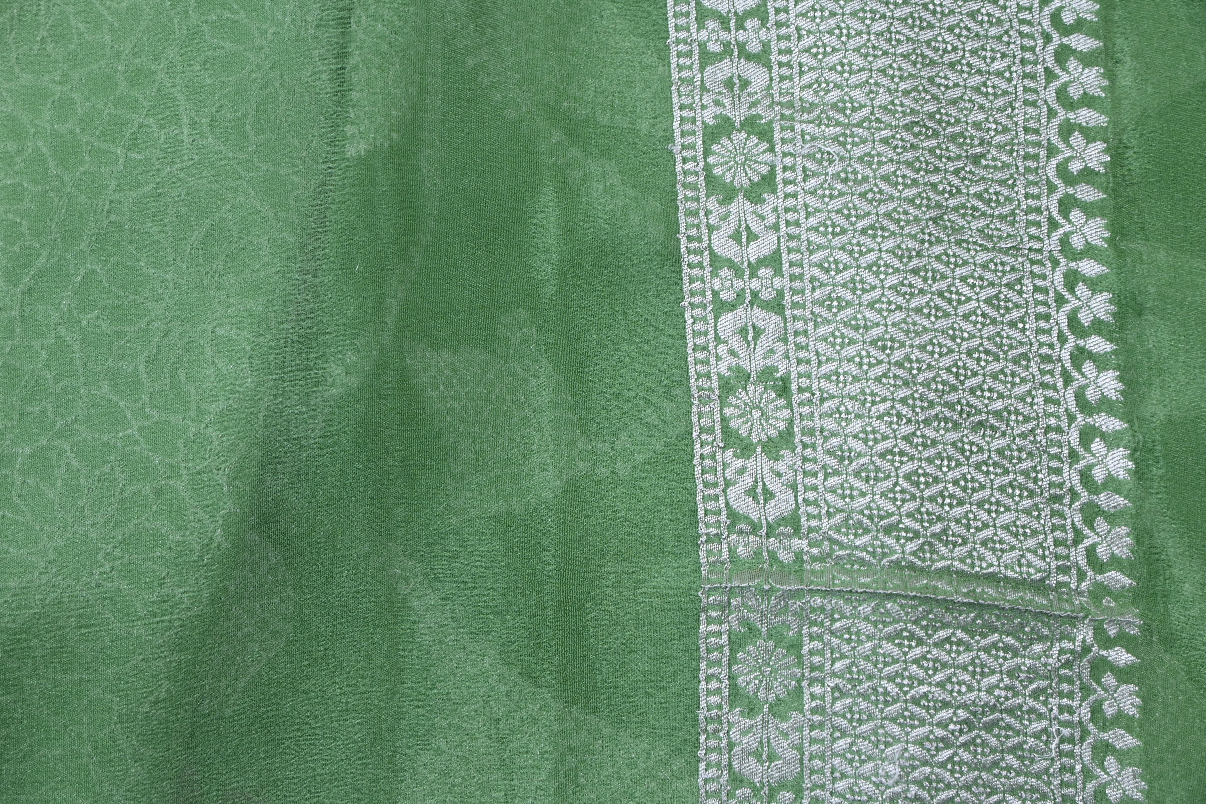 Green Pure Banarasi Khaddi Georgette Silk Saree