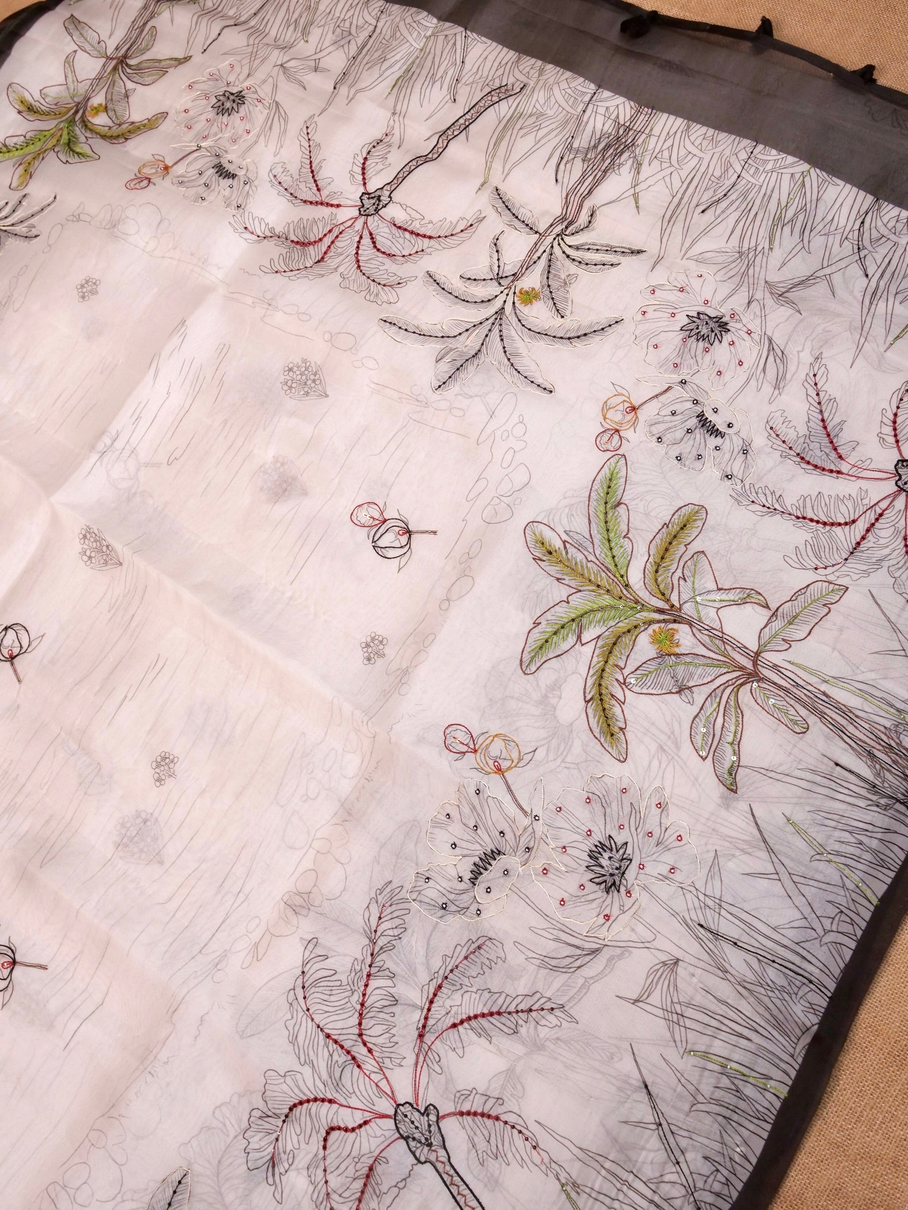 Handwoven White Banarasi Organza Silk Saree