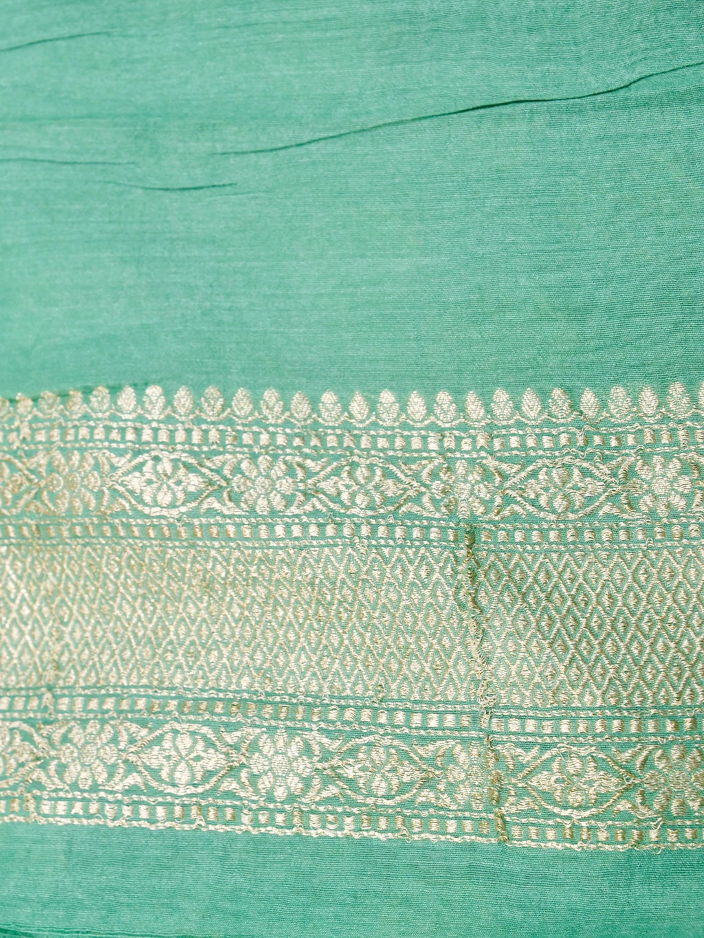 Handwoven Sea Green Banarasi Monga Silk Saree