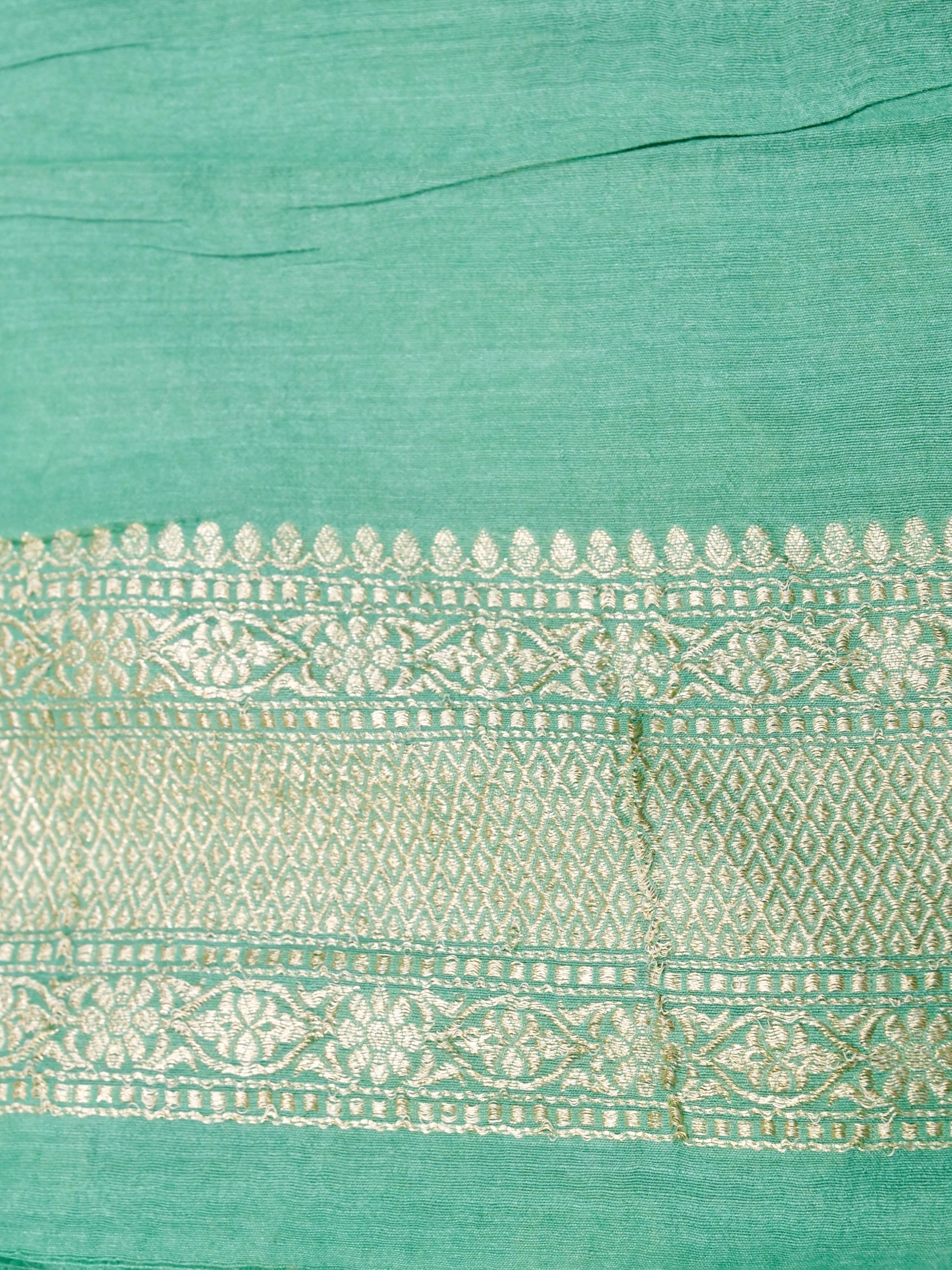 Handwoven Sea Green Banarasi Monga Silk Saree
