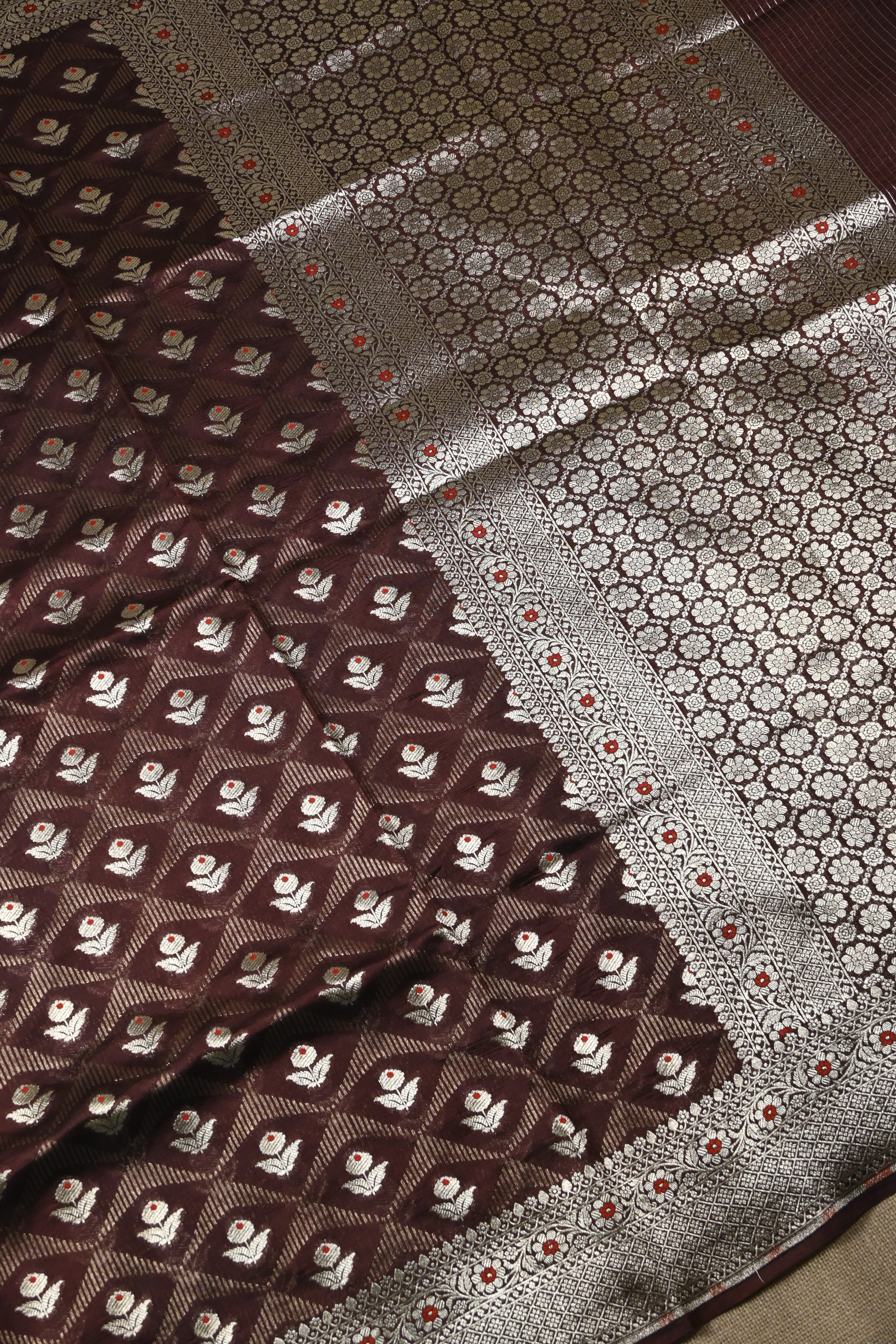 Brown Pure Banarasi Katan Silk Saree