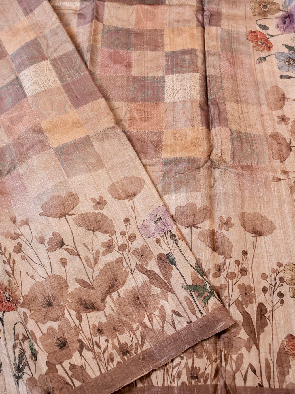 Handwoven Ivory Banarasi Tussar Silk Saree