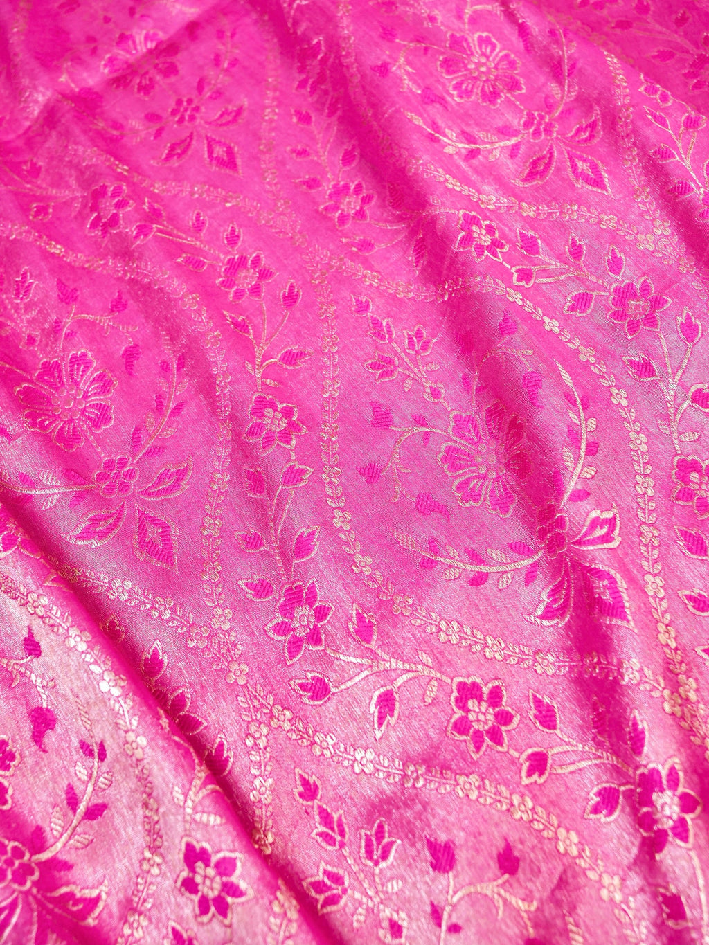 Handwoven Pink Banarasi Katan Soft Tissue Silk Saree