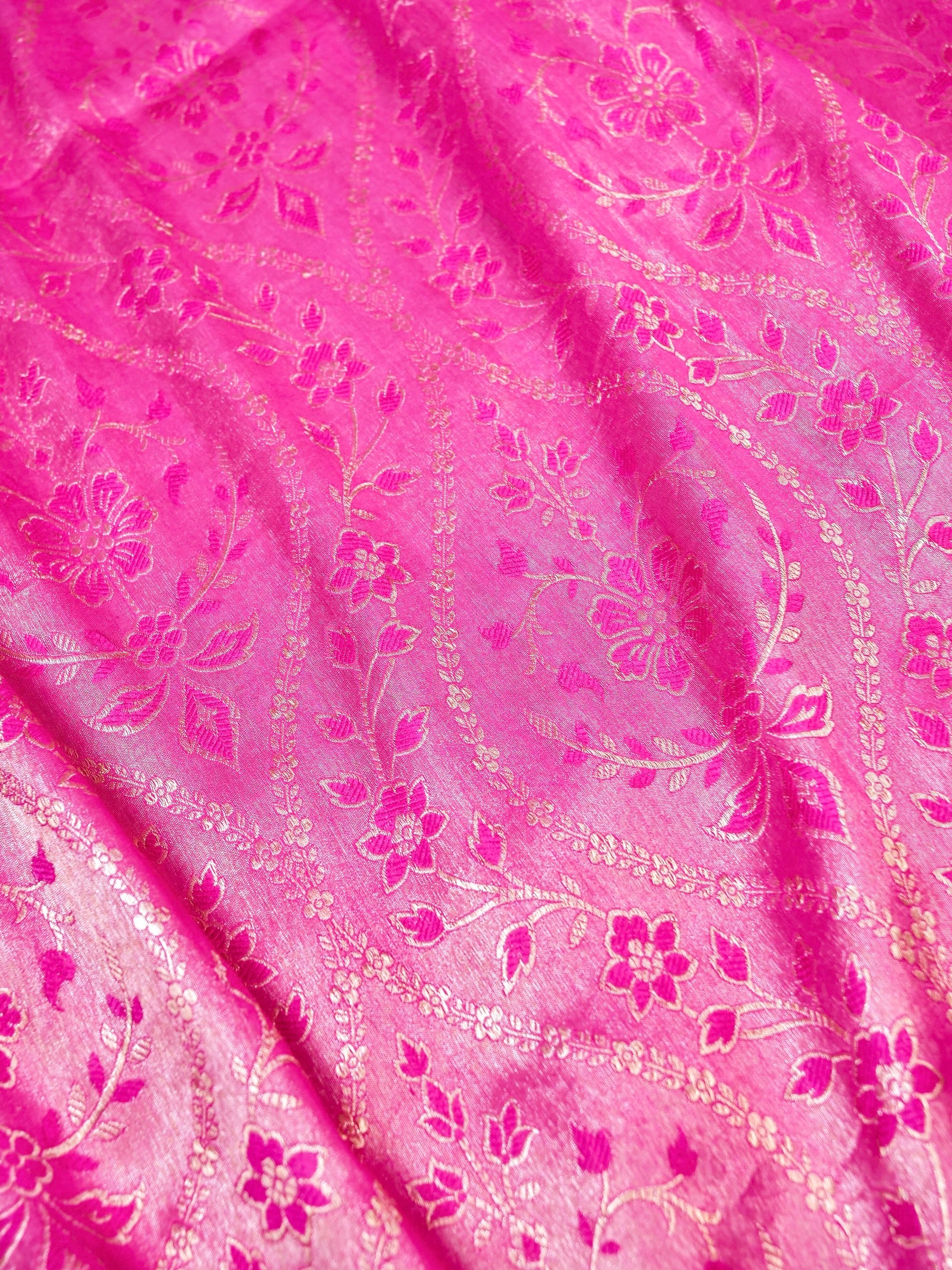Handwoven Pink Banarasi Katan Soft Tissue Silk Saree