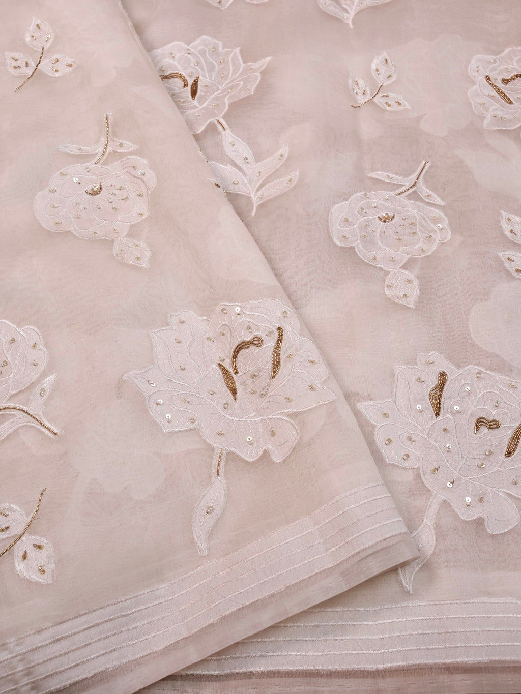 Handwoven White Banarasi Organza Silk Saree