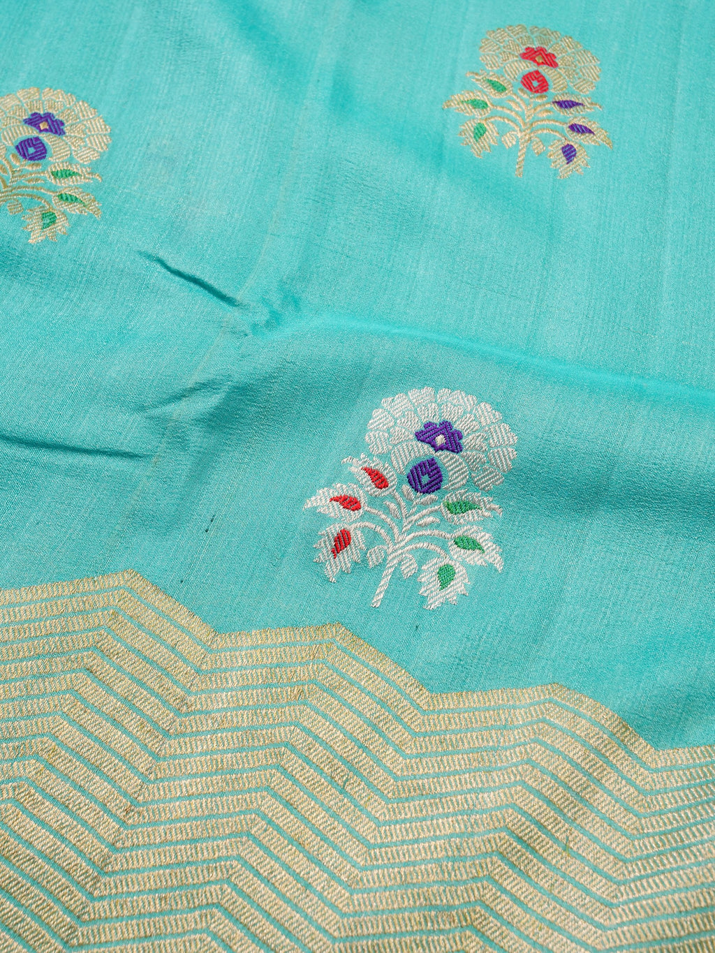Handwoven Electric Blue Banarasi Desi Tussar Silk Saree