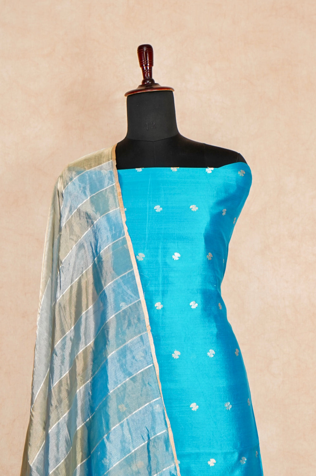 Handwoven Blue Banarasi Chiniya Silk Suit