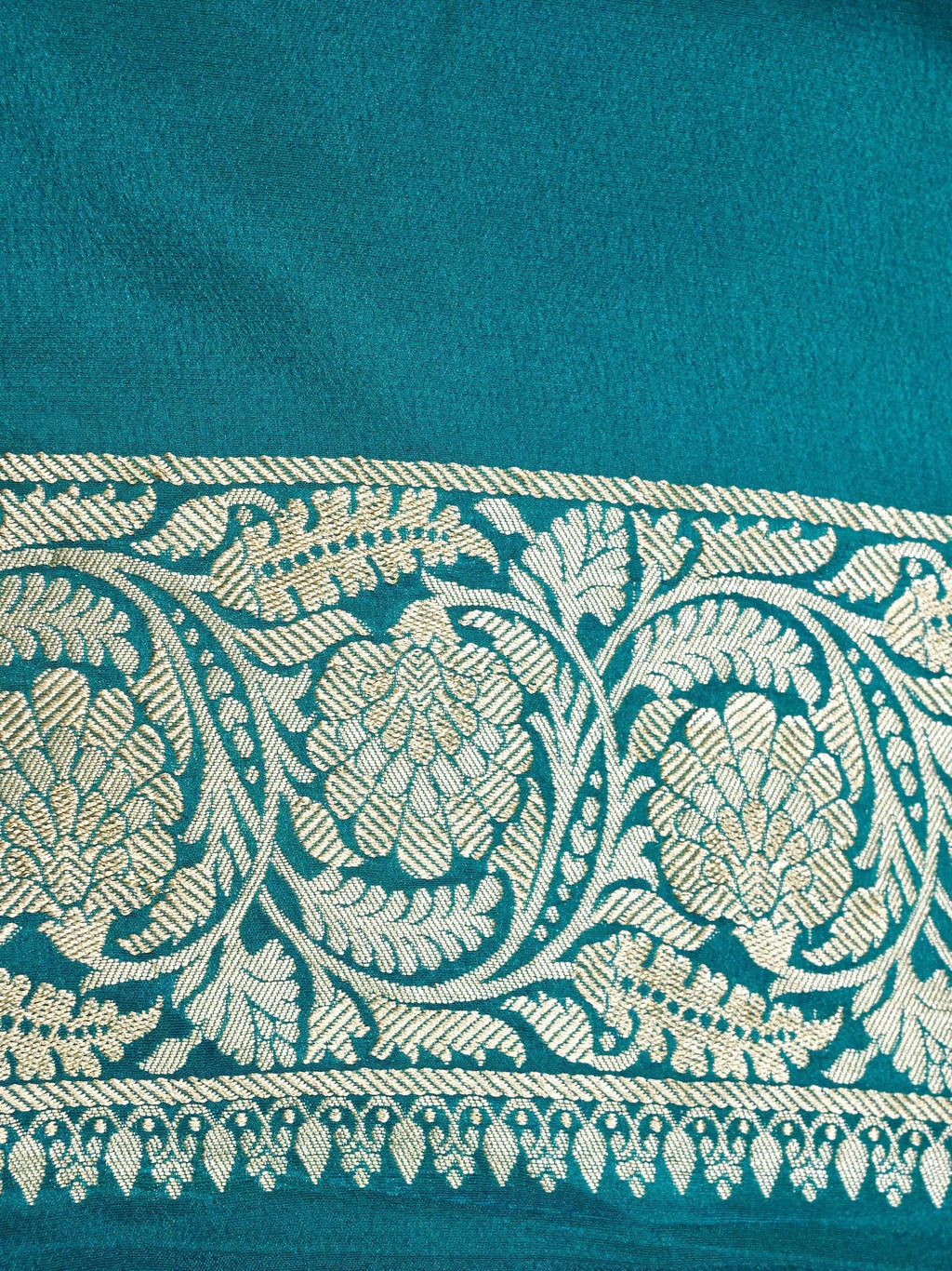 Handwoven Turquoise Blue Banarasi Khaddi Silk Saree