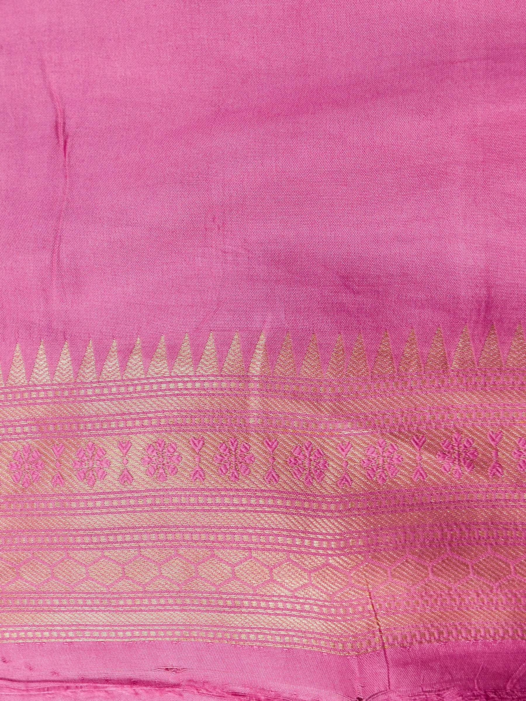 Handwoven Pink Banarasi Katan Soft Tissue Silk Saree