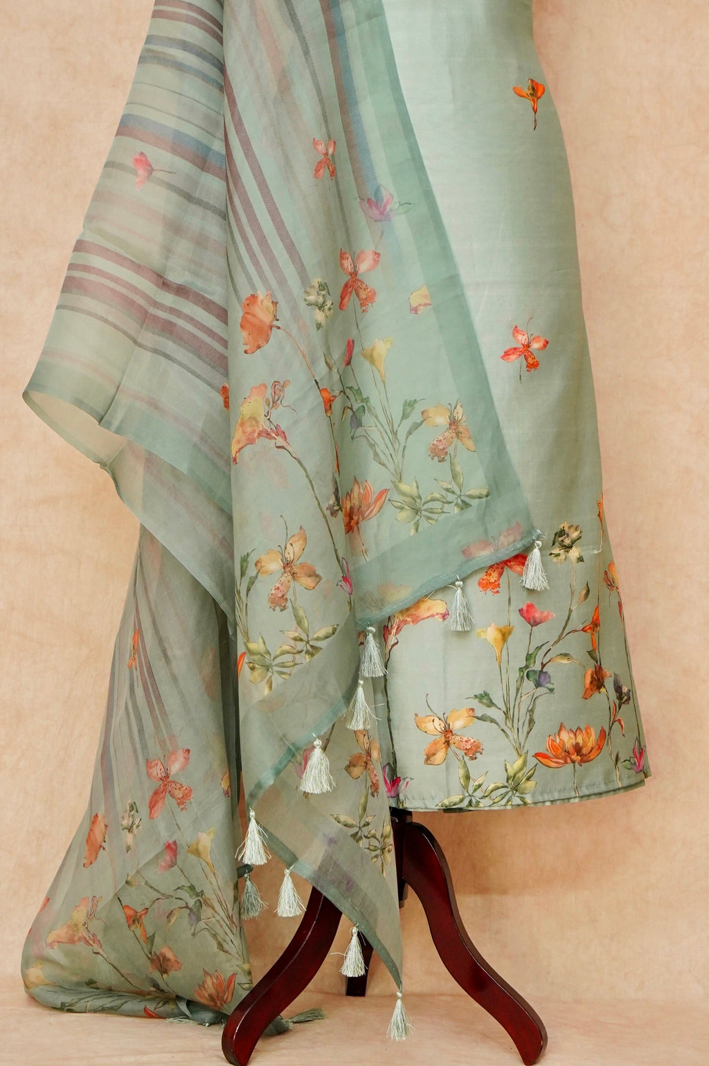 Handwoven Sea Green Banarasi Chiniya Silk Suit