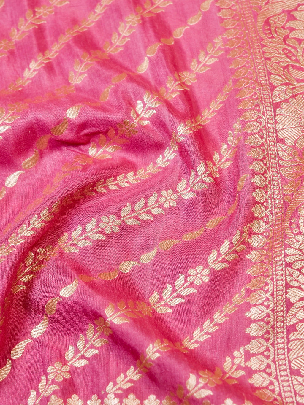 Handwoven Pink Banarasi Khaddi Silk Saree