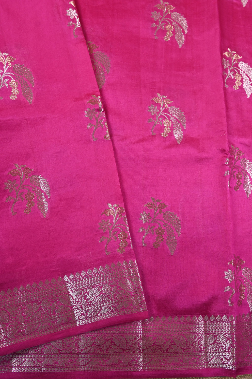 Hot Pink Pure Banarasi Katan Silk Saree