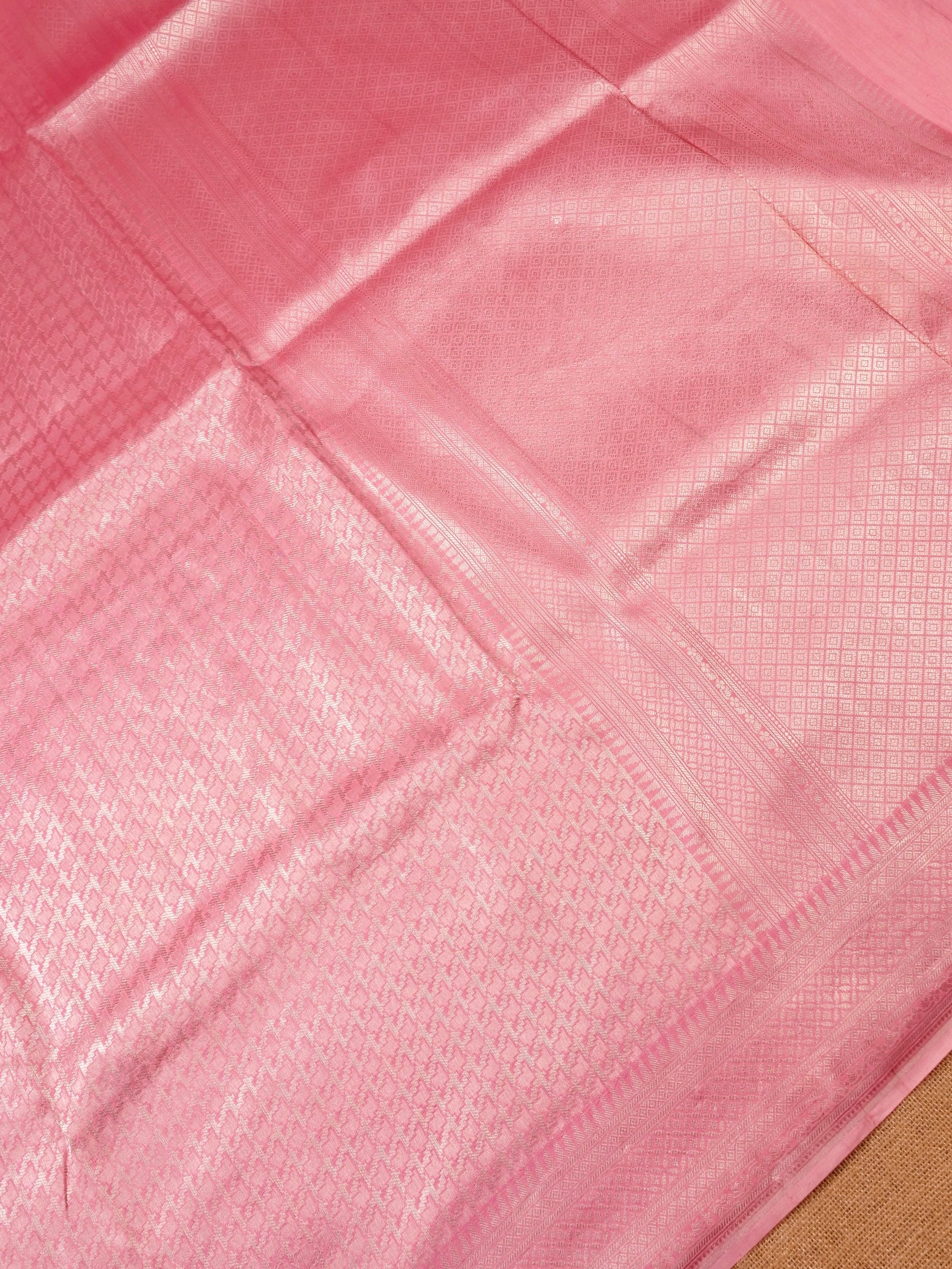 Handwoven Pastel Pink Banarasi Katan Soft Tissue Silk Saree