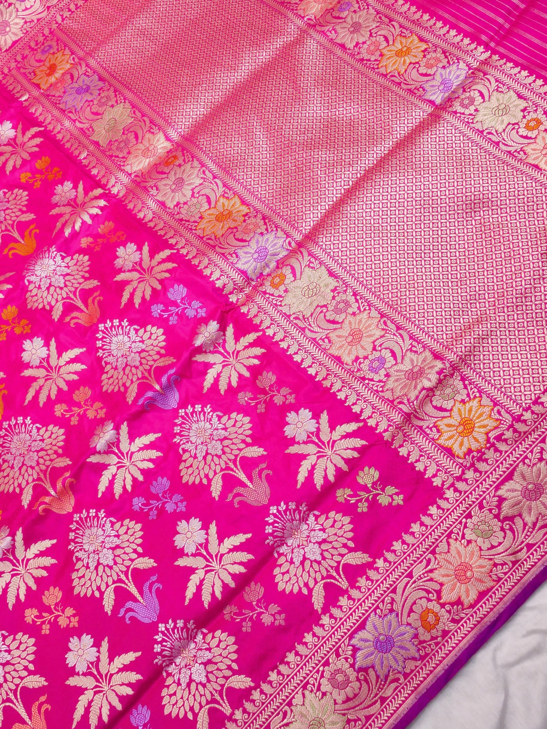 Handwoven Pink Banarasi Katan Silk Saree