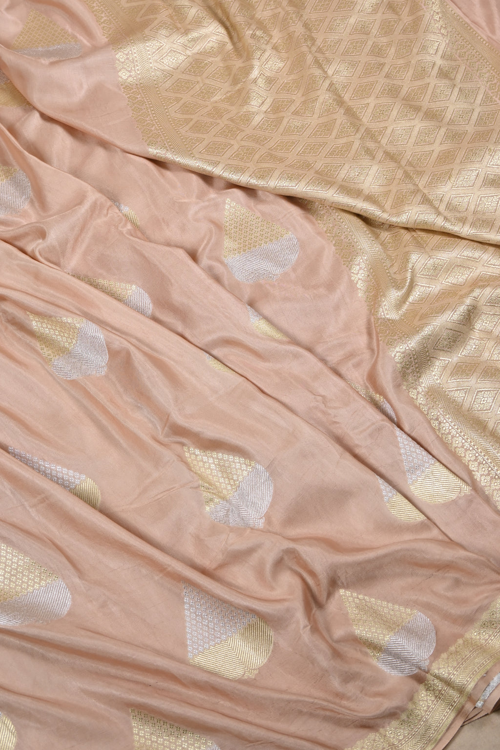 Moose Brown Pure Banarasi Satin Mashru Silk Saree