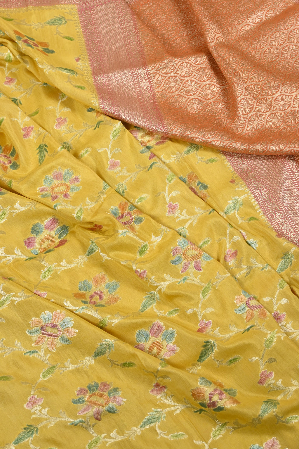Mustard Yellow Pure Moonga Silk Banarasi Saree