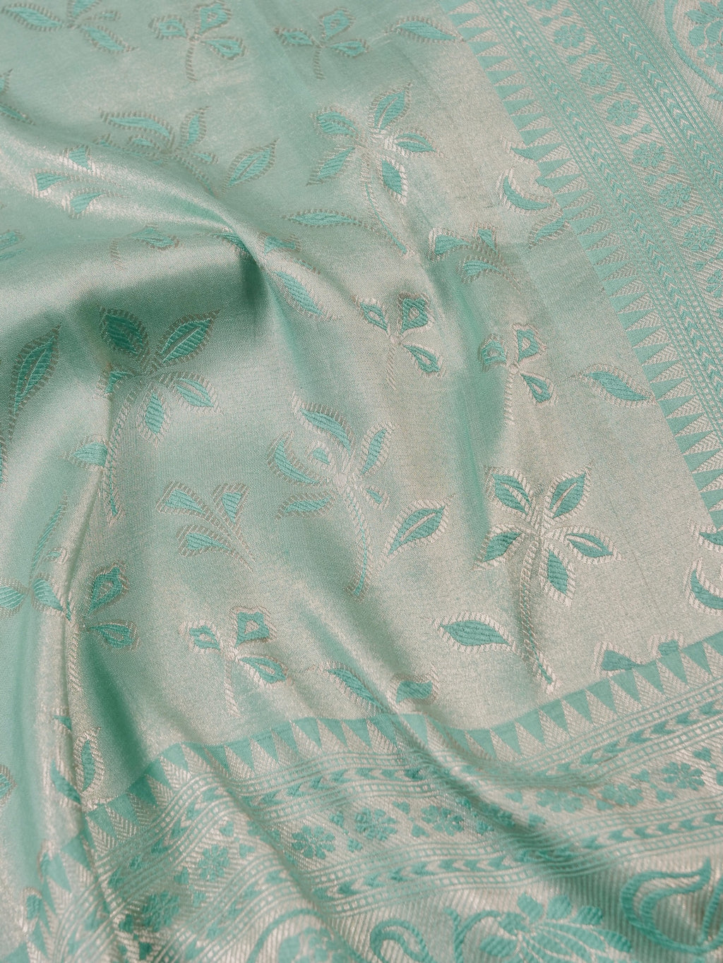 Handwoven Pastel Blue Banarasi Katan Soft Tissue Silk Saree