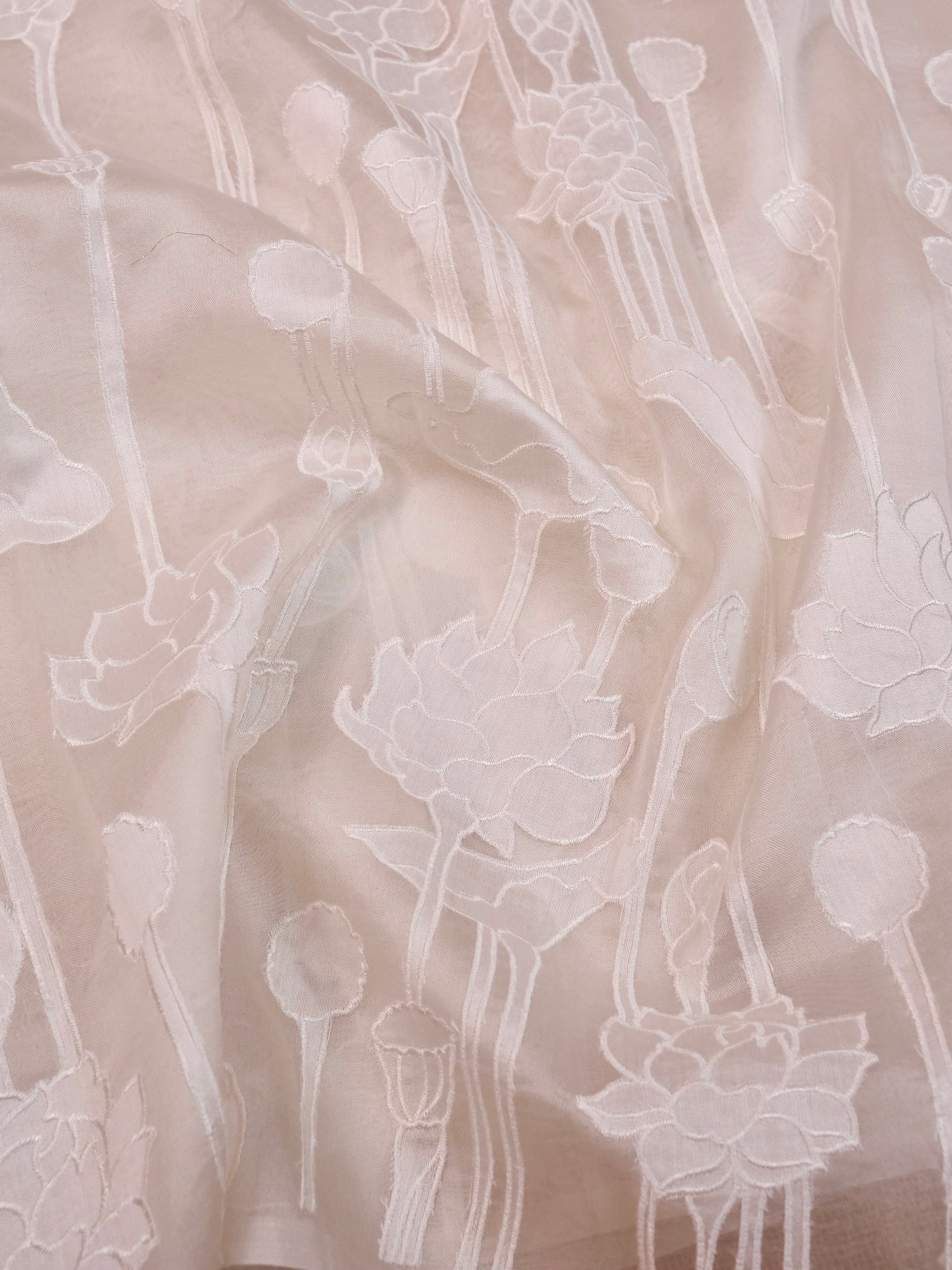 Handwoven White Banarasi Organza Silk Saree